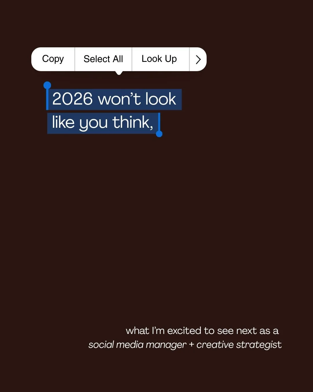 what will 2026 bring us? 🧷

#socialmediamanger #creativestrategist