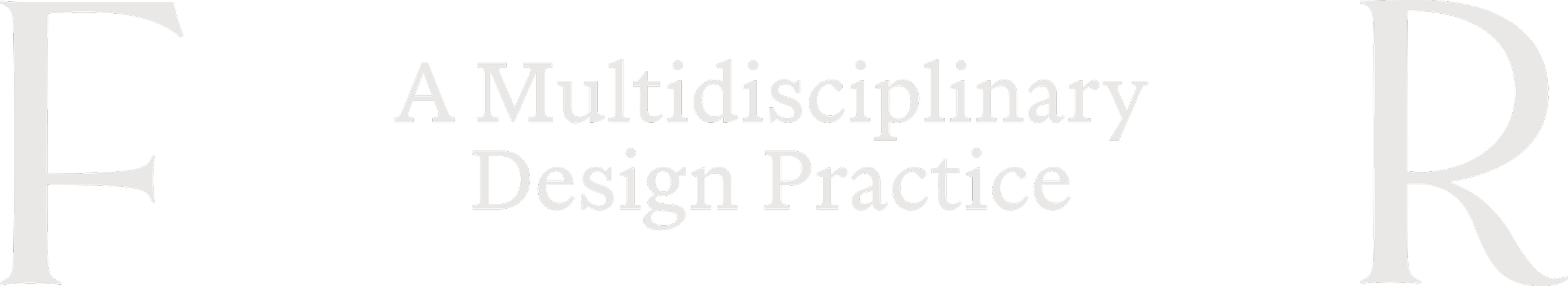 Text that reads "EFR: A Multidisciplinary Design Practice" on a black background with large gray letters E and R on the sides.