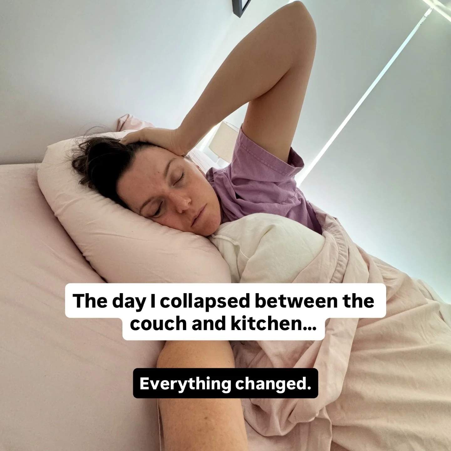 The day I collapsed between the couch and the kitchen was the moment everything changed for me.

I didn&rsquo;t realise I&rsquo;d had glandular fever for THREE months.
I was gaunt. Pale. Puffy eyes. Dark rings.
Dad was literally pulling me out of bed