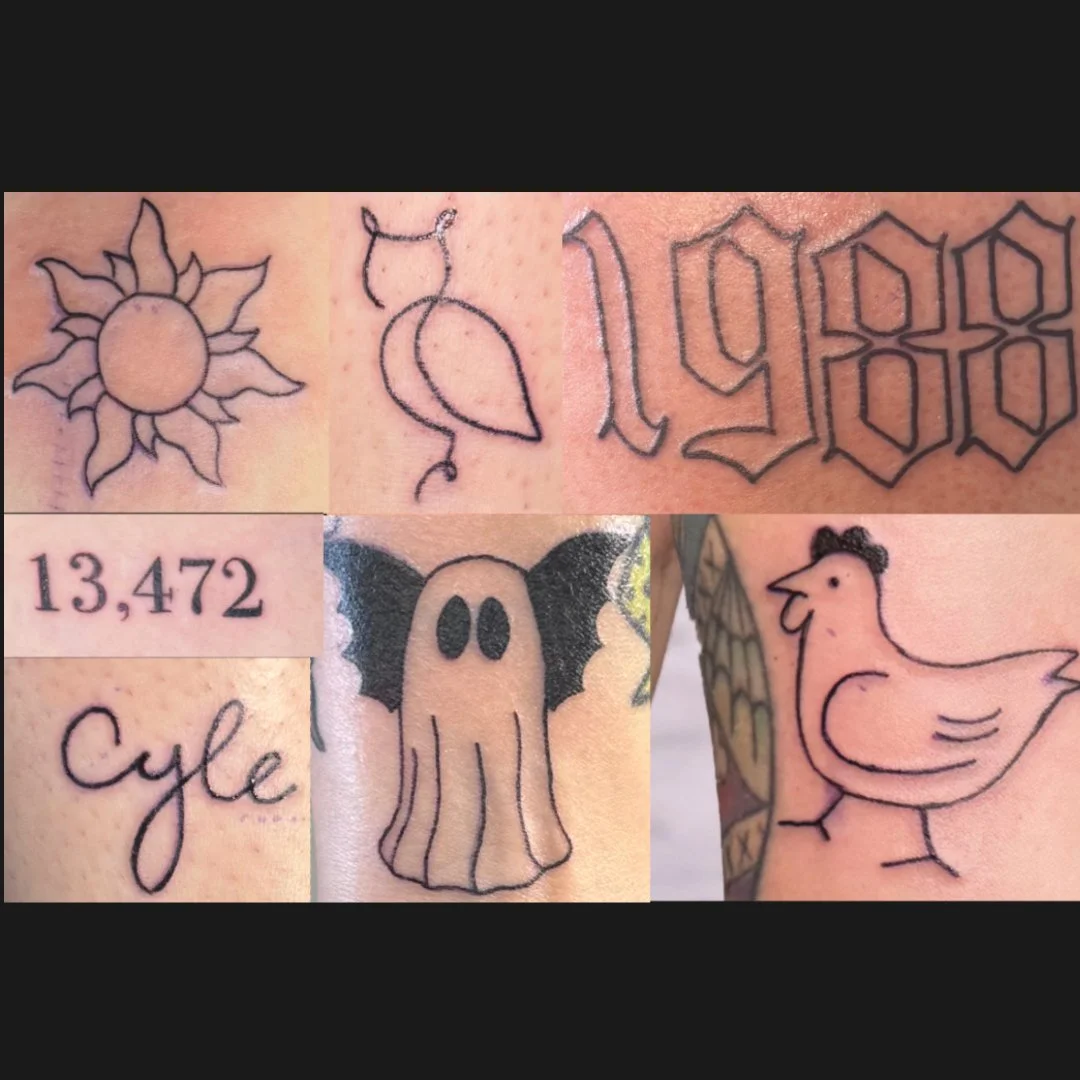 Come see Rissa for $25 apprentice tattoos! She's doing words, numbers, and silhouettes right now.