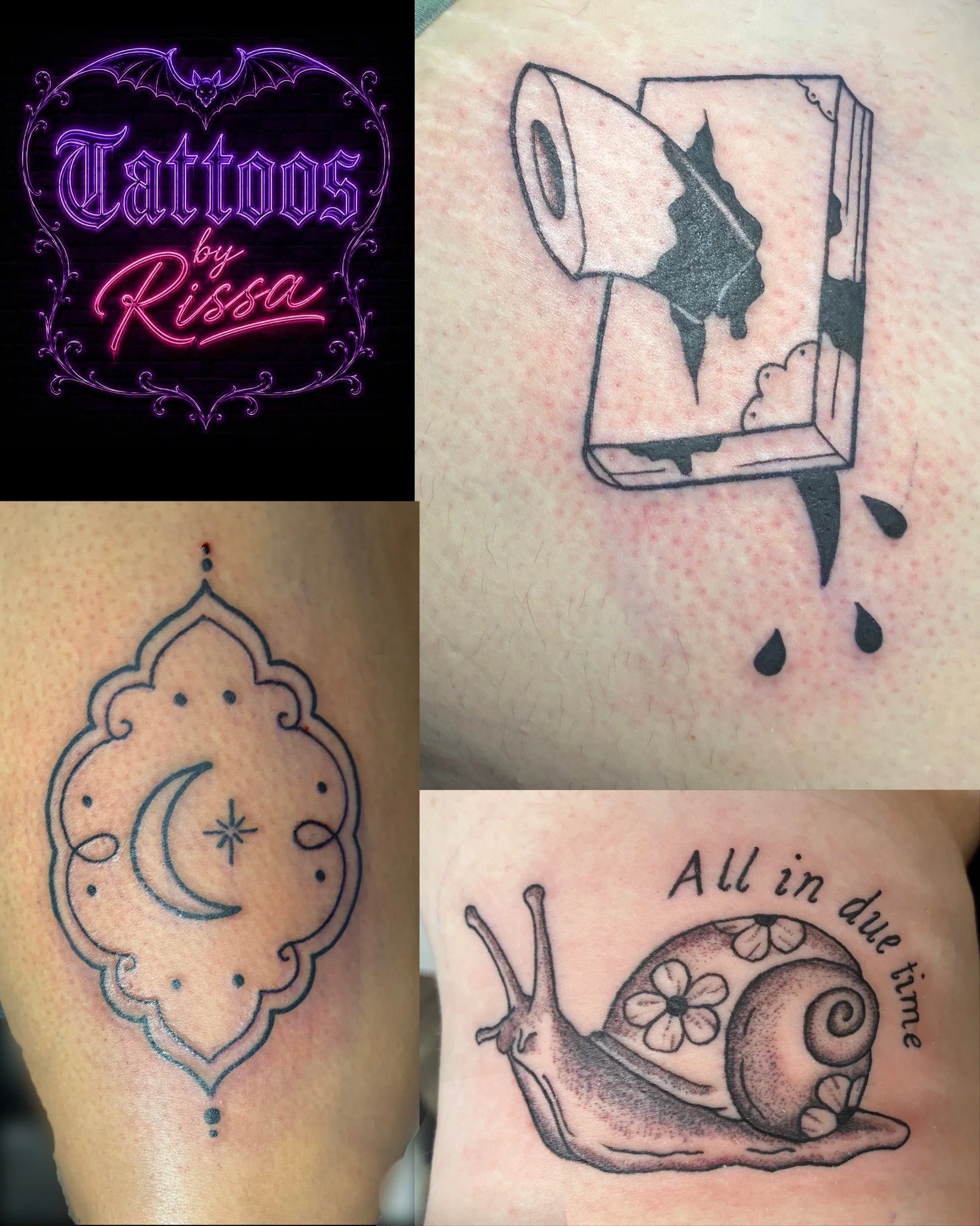 Apprentice Tattoos with Rissa today 🌧
10am&ndash;5pm
$50/$75 tattoos
First come, first serve 👀