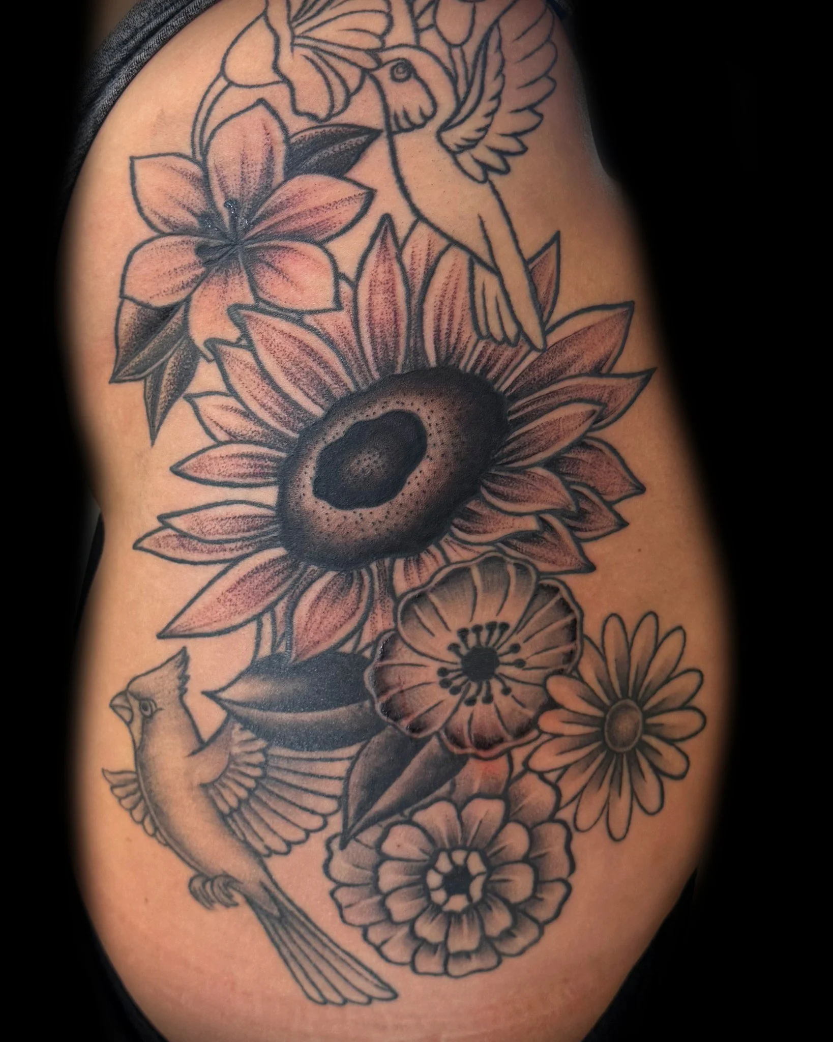 We put in another session on this hip floral piece recently