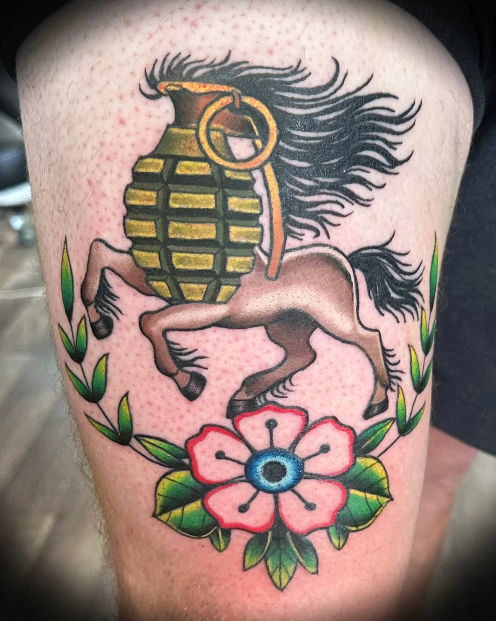 Sometimes tattoos tell a story... and sometimes they're just plain fun. This one managed to do both. 

We had an awesome time bringing this unique idea to life, and it's projects like this that remind us why we love what we do.

If you've got a meani