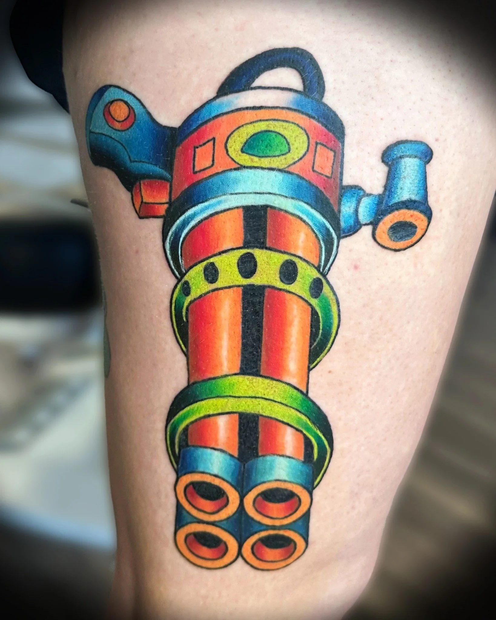 When you name your child **Gatling**, there's really only one option... you get a Gatling gun tattoo. 😎

This was such a fun project to bring to life, and it's definitely one of those tattoos we'll remember for a long time.

What's the coolest tatto