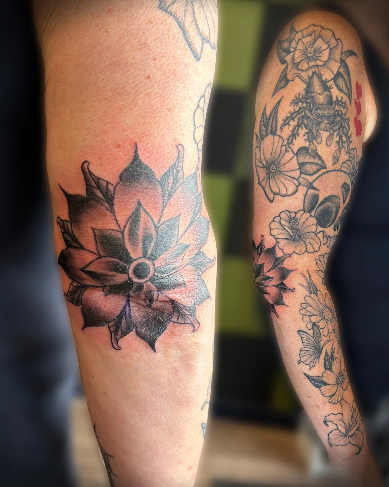 Who else has their **elbow tattooed?!** 😬🔥

Flebbe knocked out this cool mandala flower

If you&rsquo;ve got an idea you&rsquo;d like Flebbe to work on, head over to **myskinworks.com** to get started!