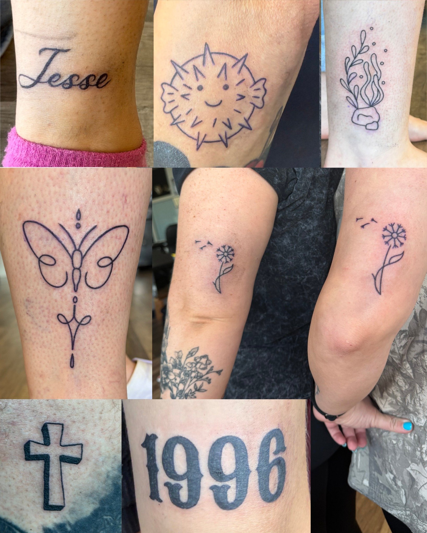 Here are a few more of **Eilie&rsquo;s newest pieces!** 🔥

She&rsquo;s getting more comfortable with every tattoo, and it&rsquo;s been awesome watching her progress.

Come be part of her apprenticeship and grab a **$25 tattoo** while they&rsquo;re s
