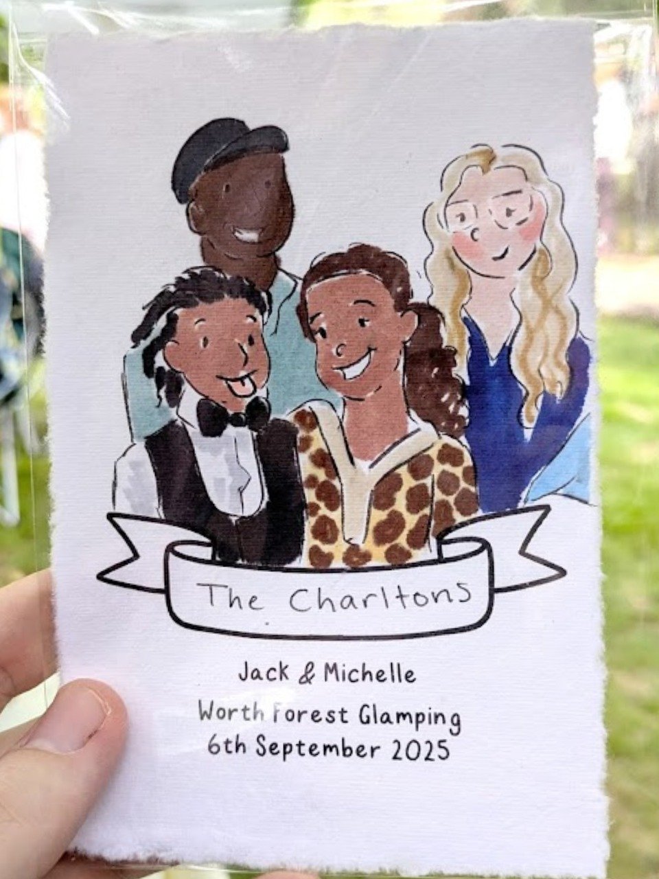 Illustration of the day!
Today's illustration is from a wedding last summer, and I wanted to talk about how much kids love live illustration!! I had a whole little crowd of kids watching me work and asking questions about it, they even started runnin