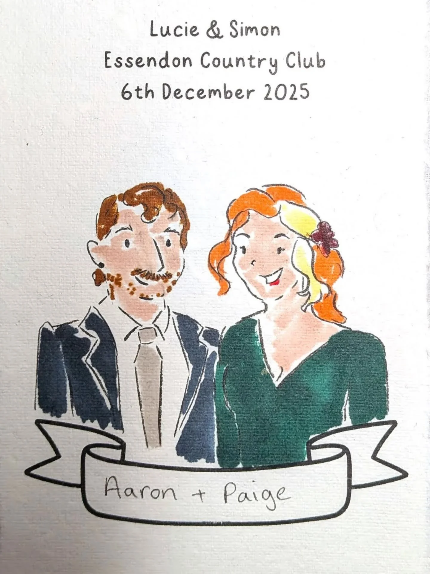 Today's illustration of the day is Aaron and Paige from Lucie and Simon's wedding back in December! I remember them picking up their illustration and loving how Aaron looked like Post Malone in it 😅 as my style isn't rooted in realism everything is 