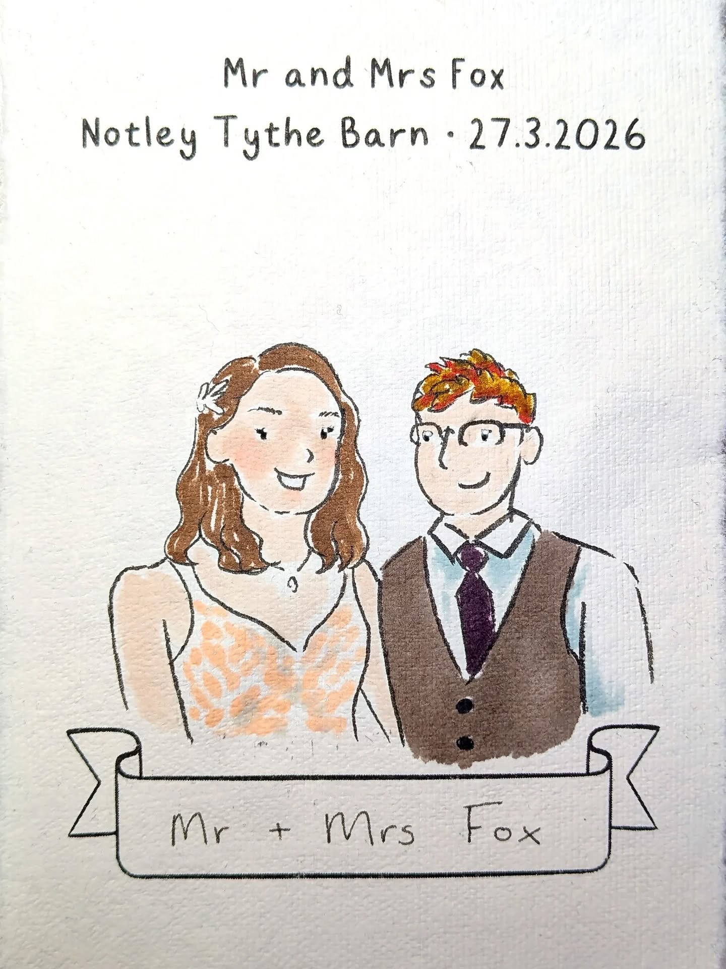 A few more from Katie and Will's big day 💖
All of these illustrations (and many more) were done on the spot, next to the dancefloor, for everyone to take home with them that same evening! If you're looking for a more personal alternative to traditio