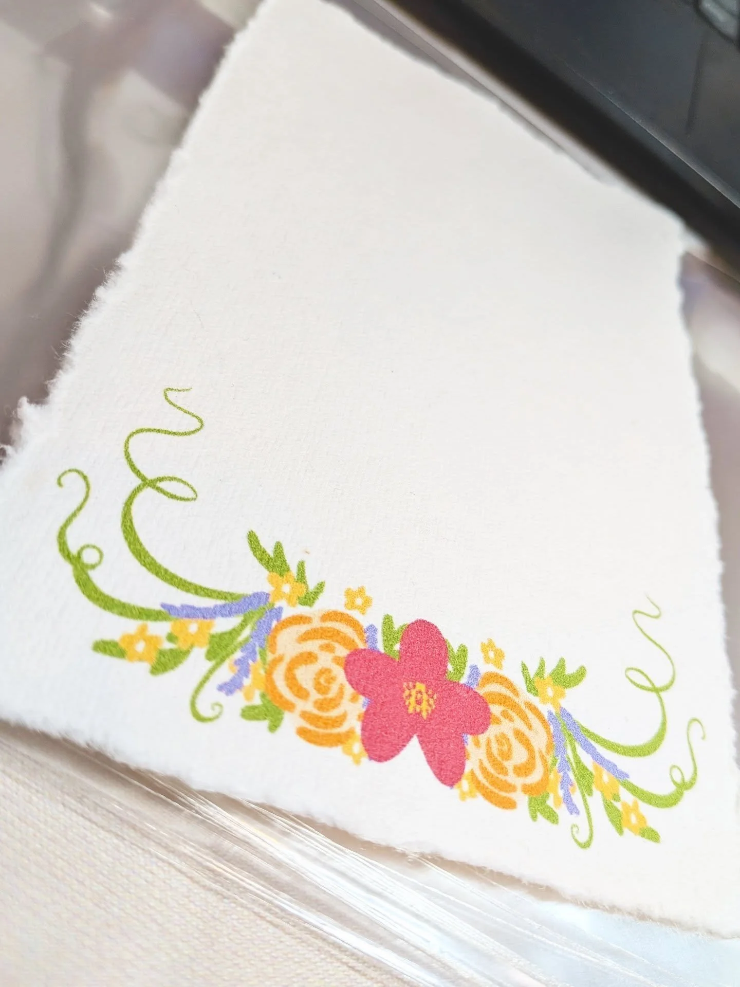 You might notice something a little different on the illustrations from Kris and Sally's wedding... They don't have any writing on! Kris and Sally had a lovely bright wildflower theme and asked that their illustrations tied into this, and they didn't