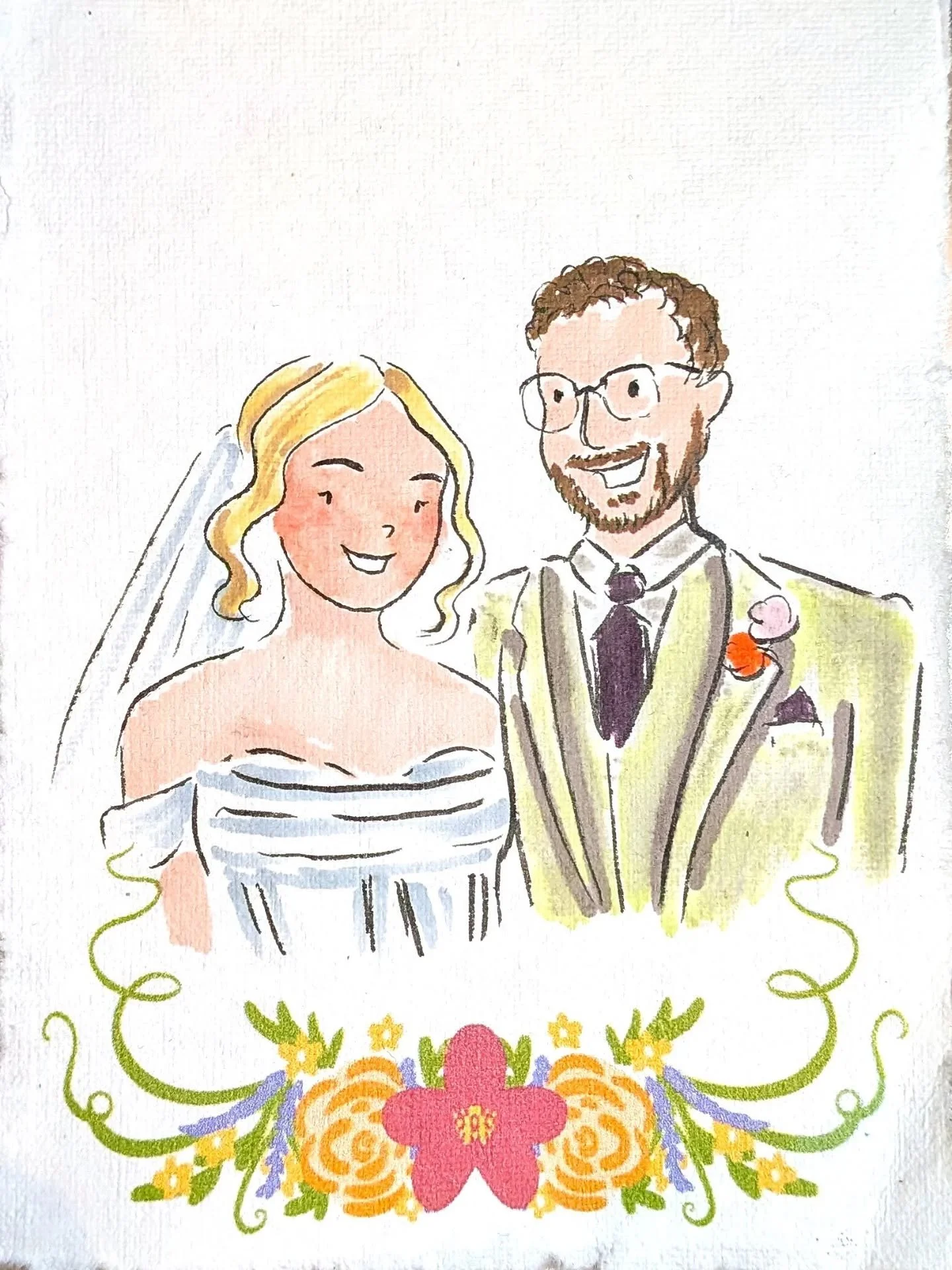 Sally and Kris - part 3 🤍
When I'm illustrating, I don't just try to capture a likeness. It's all well and good having a reminder of the outfit you wore once, but the main focus of my illustrations is capturing what makes you, you. Your smile and ho