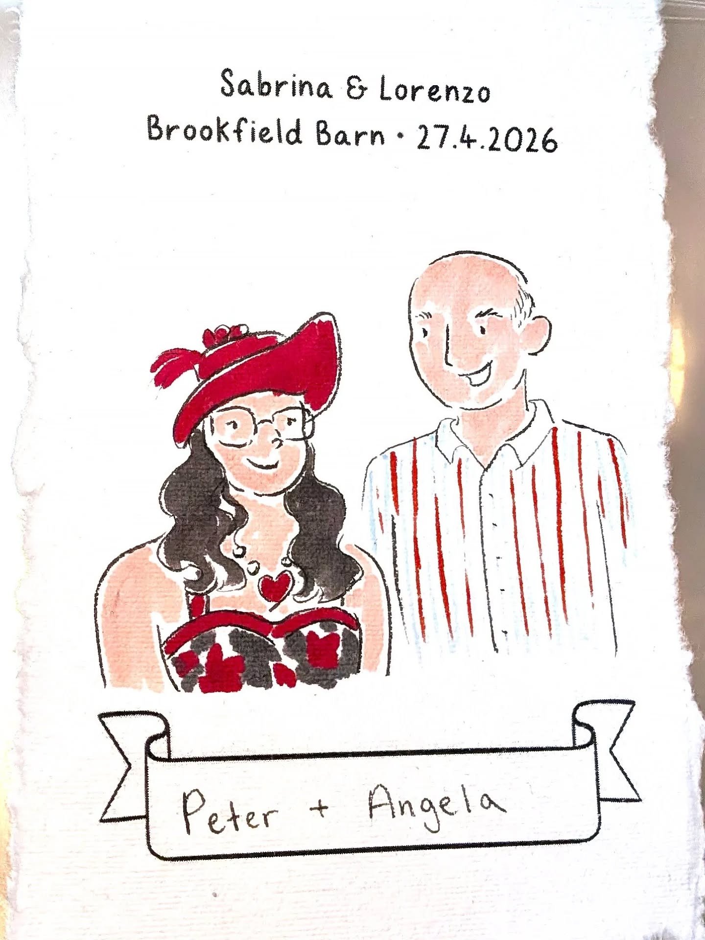The first few from Sabrina and Lorenzo's big day! The most gorgeous sunny Monday at @brookfieldbarn ❤️ illustrating their guests was an absolute dream and I had the best time! I love a guest reaction and all of Sabrina and Lorenzo's guests were so lo