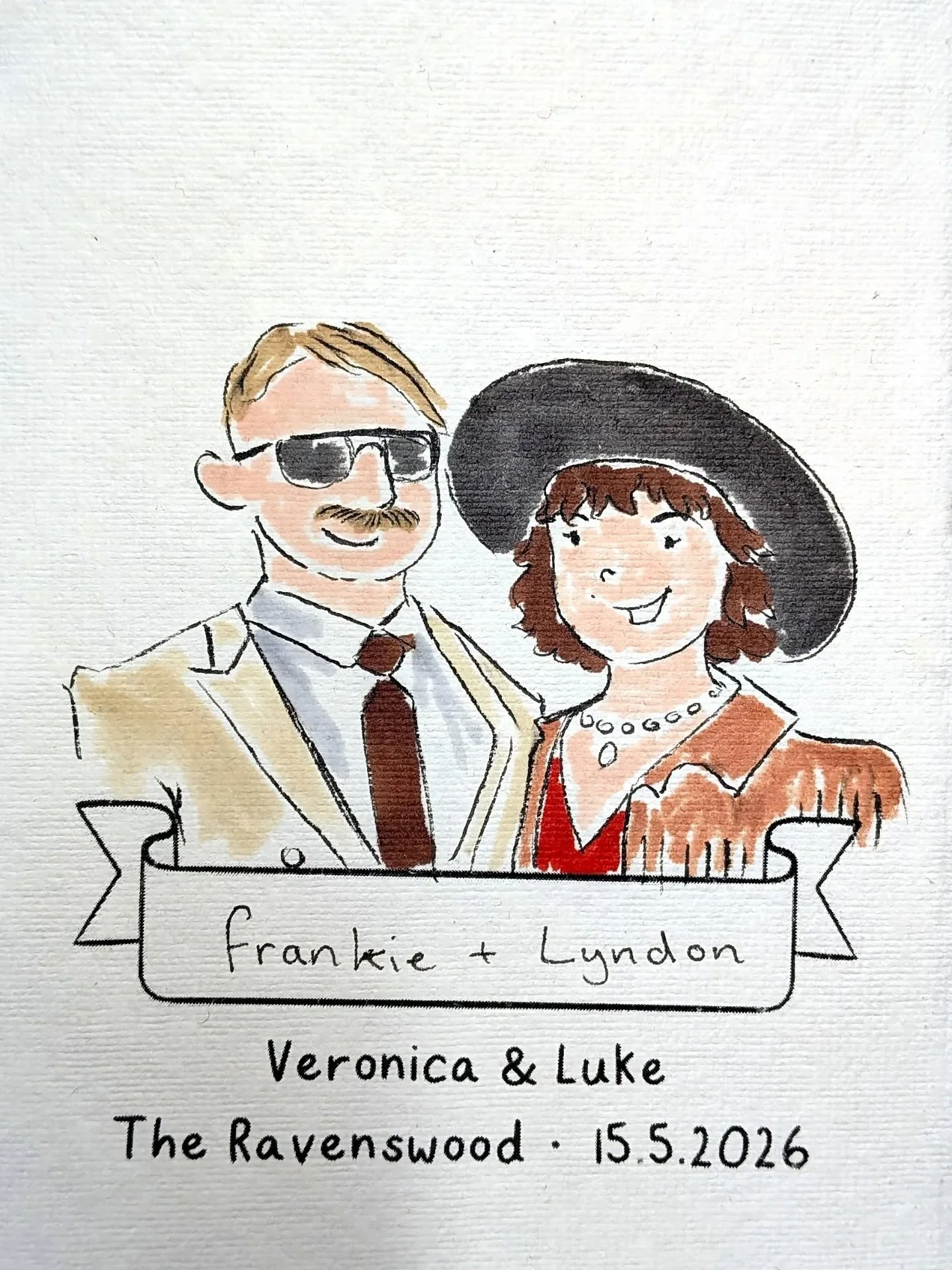 The first few from Veronica and Luke's wedding! There was a slightly different timeline for this one - instead of starting after the ceremony, I started beforehand! I was ready to go as guests came in, which meant I could get a lot of illustrations r