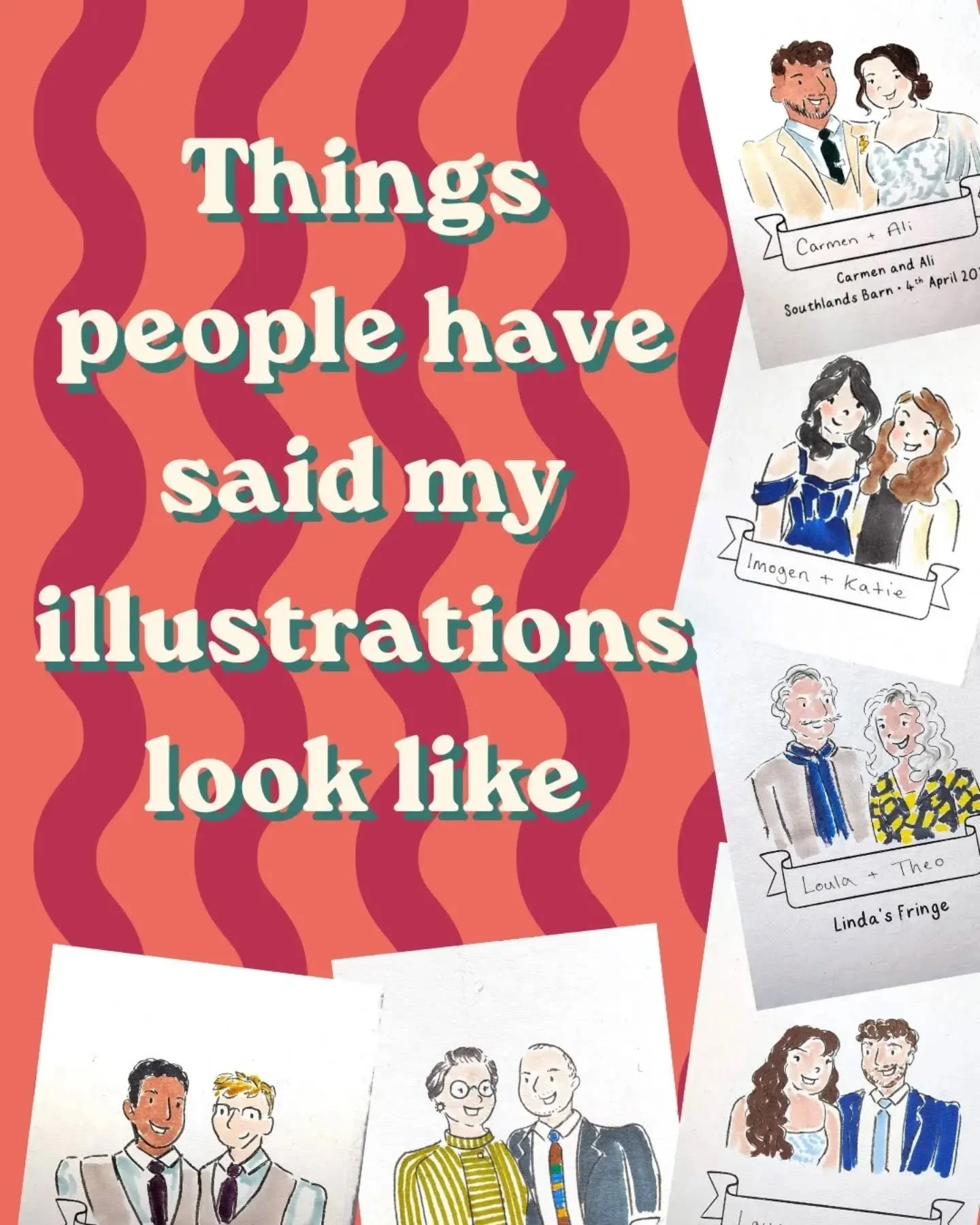 Over the last year people have said my illustrations look like a lot of different things, some of them more accurate than others! Which ones do you think my work looks like, or is there something else altogether?

#liveillustration #liveartist #weddi