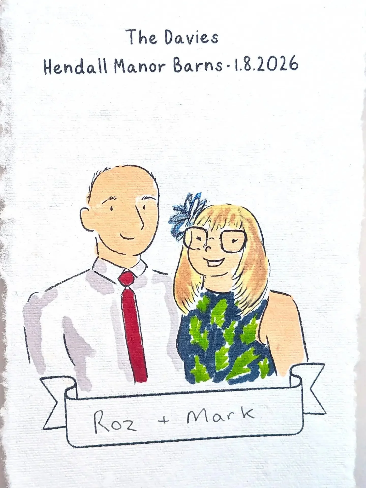 The first few illustrations from Katie &amp; Tom's big day at the weekend! There were a few firsts here, namely drawing a suit that was patterned with skulls! I love it when I can draw things I haven't seen before, it always makes things more interes