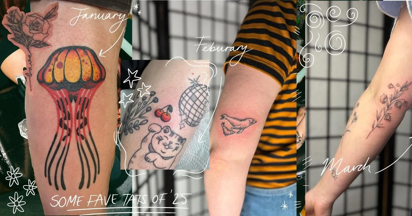 Some of my favourite tattoos I&rsquo;ve had the pleasure to do over 2025! 

Thank you to everyone who trusted me and allowed me to create fun things, whether it be flash or a custom piece 🤩

I look forward to seeing you all in 2026 x

#handpoke #han
