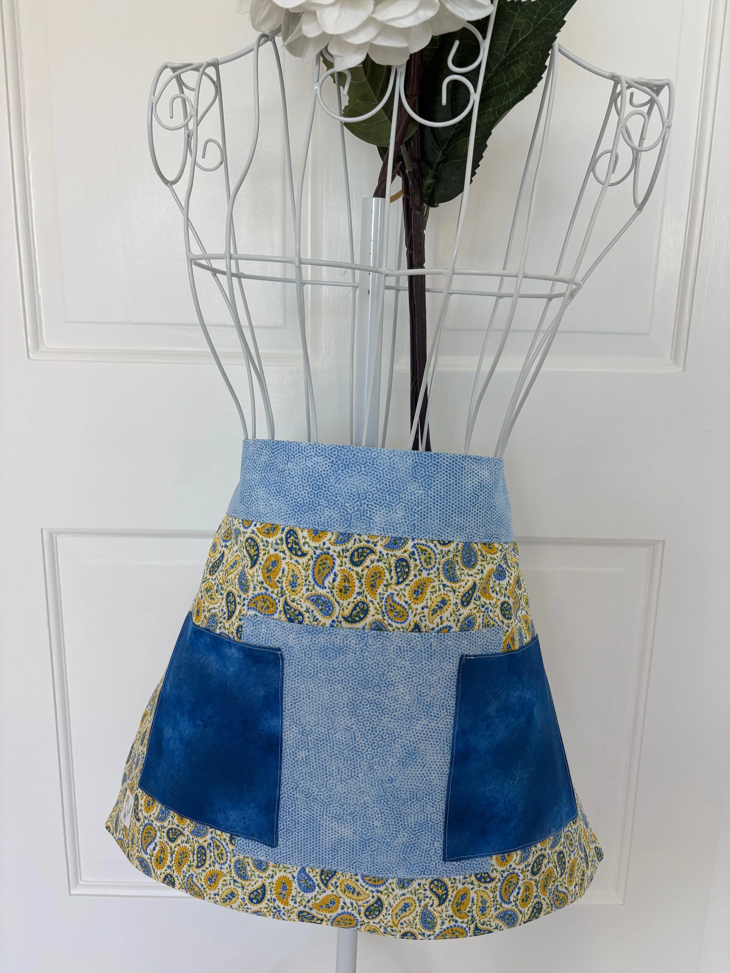 Yellow and Blue Paisley with Blue Pockets
