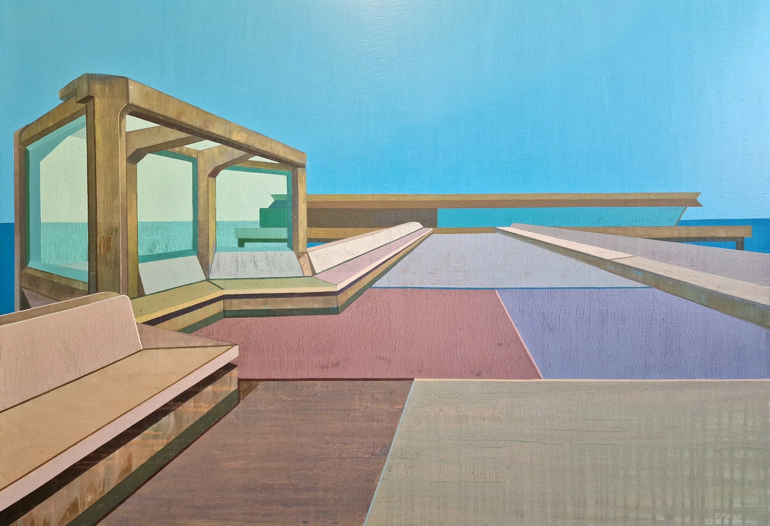 AN ENDING NO. 01 (DEAL PIER) - 2024 - Oil on canvas - H: 70cm X W: 100cm - SOLD through Taylor-Jones & Son