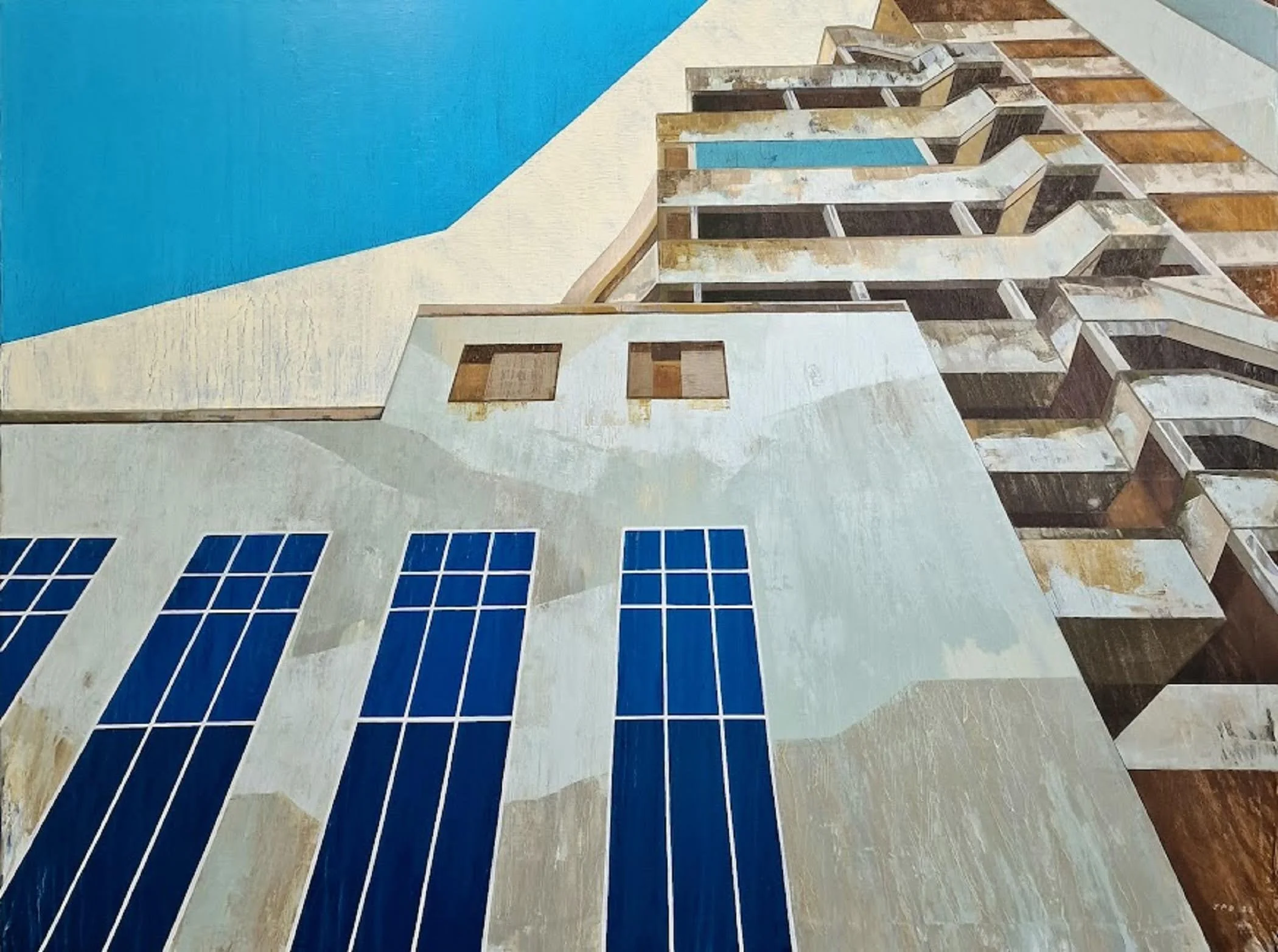 I WAS NOWHERE. I AM NOW HERE (MARINE COURT, ST LEONARDS) - 2023 - Oil on canvas - H: 92cm X W: 122cm - COMMISSION through Taylor-Jones & Son