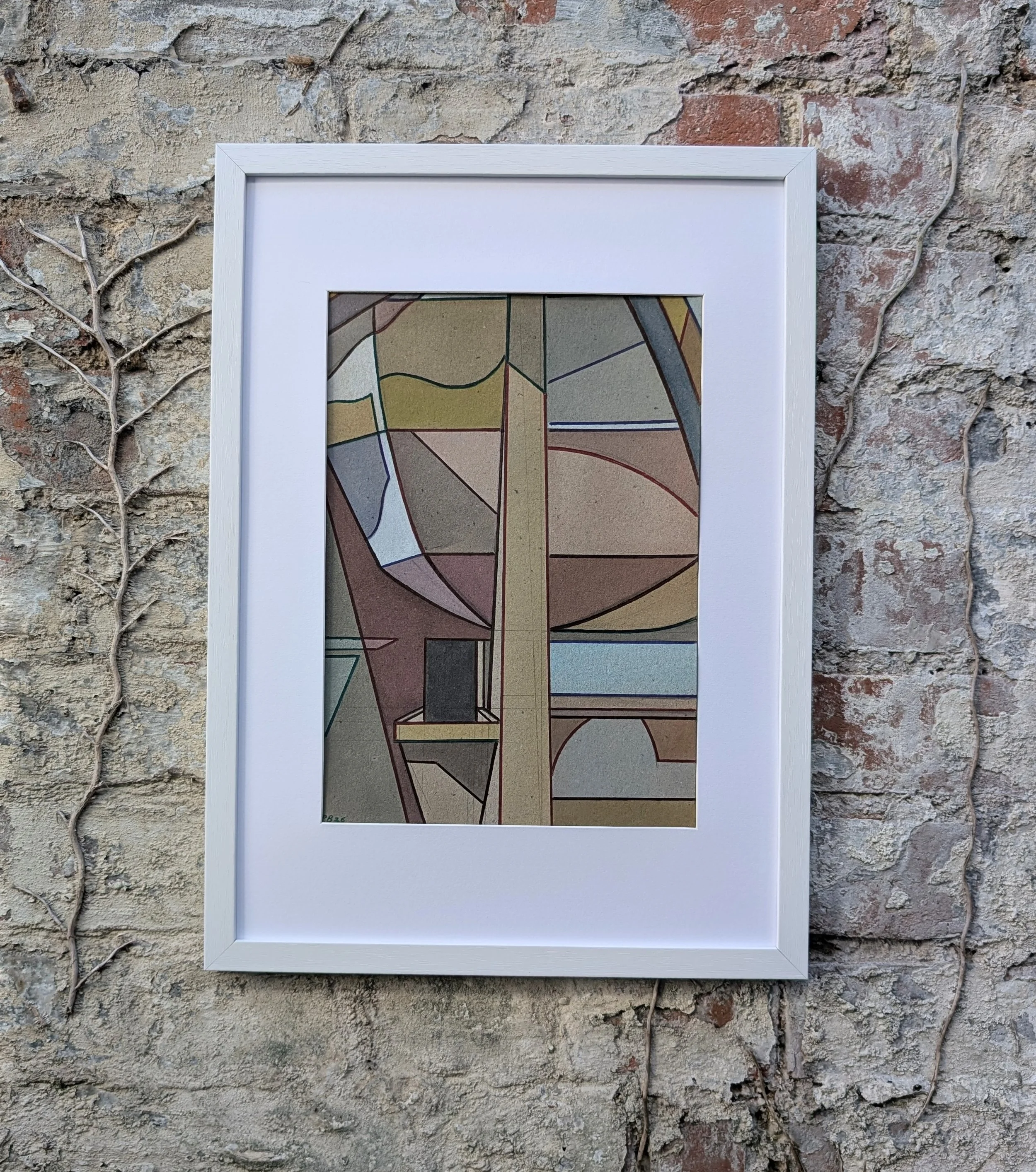 CARDBOARD SOUND MIRROR NO. 03 - 2026 - Watercolour and biro on cardboard - Painting H: 30cm X W: 21cm (Framed size - H: 42cm X W: 30cm) - Available for private sale - POA - Click image for enquiry