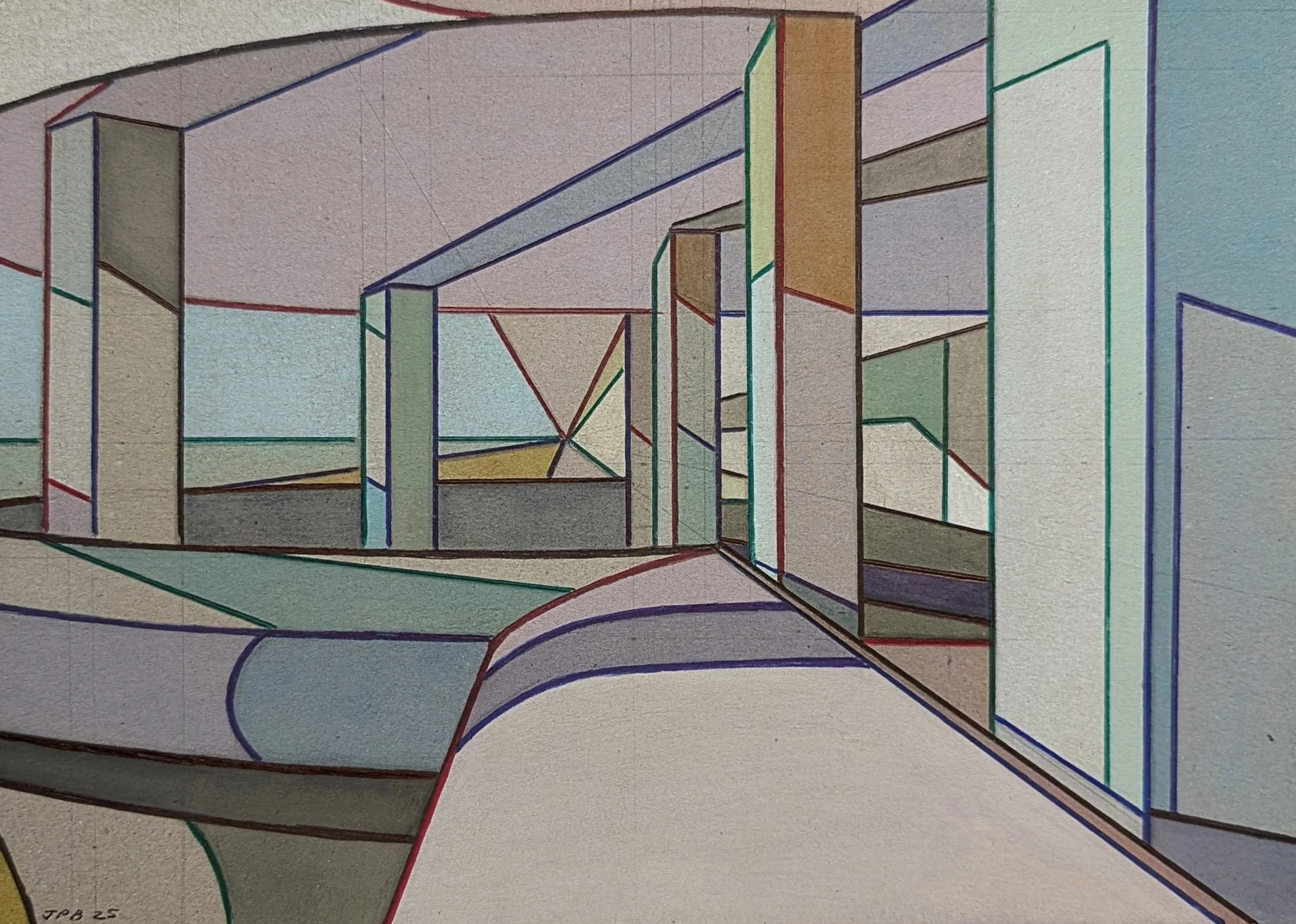 CARDBOARD BOTTLE ALLEY NO. 05 - 2025 - Watercolour and biro on cardboard - H: 21cm X W: 30cm - SOLD 