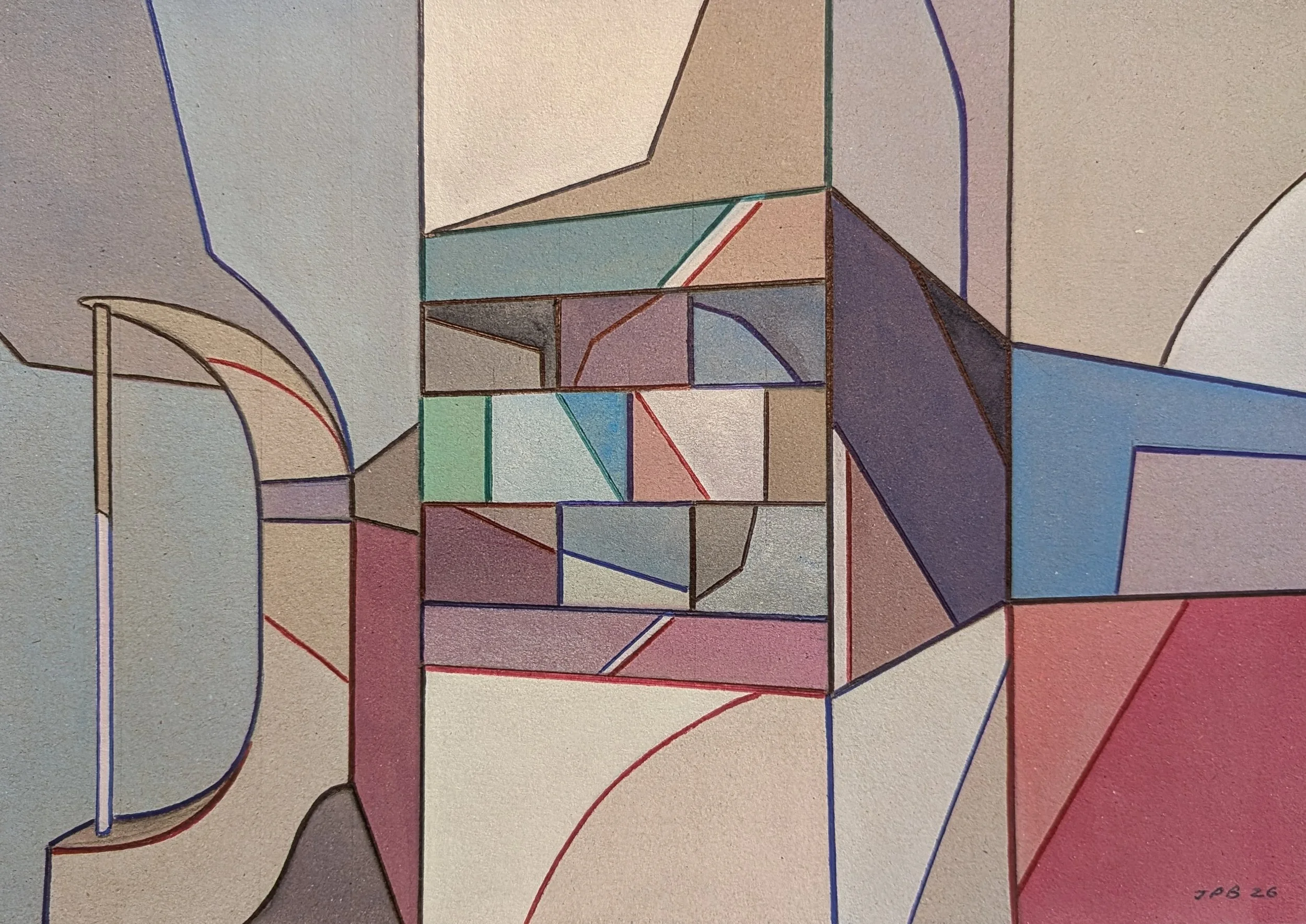 CARDBOAD VENT SHAFT NO. 03 - 2026 - Watercolour and biro on cardboard - Painting H: 21cm X W: 30cm (Framed size - H: 30cm X W: 42cm) - £200