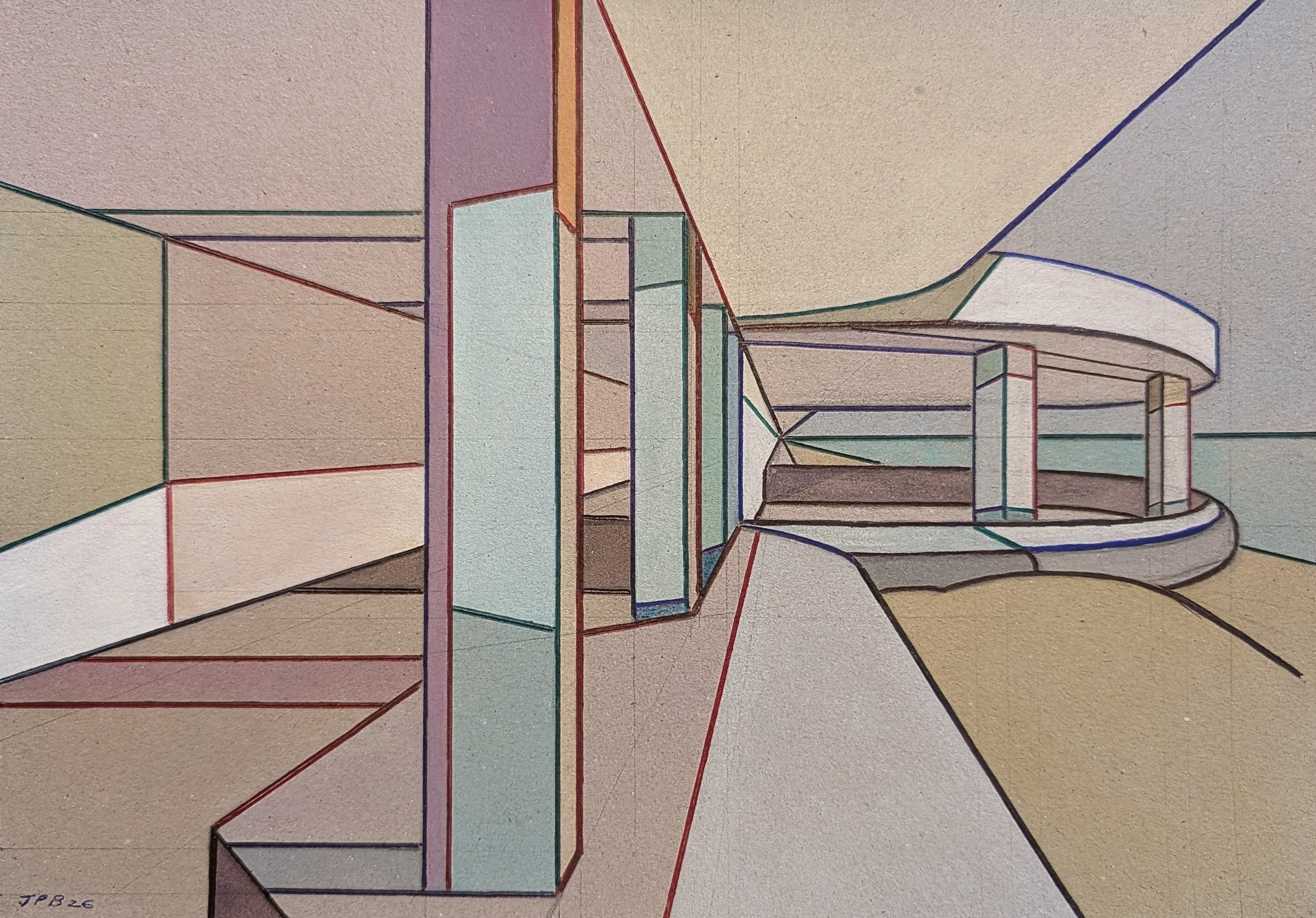 CARDBOARD BOTTLE ALLEY NO. 08 - 2026 - Watercolour and biro on cardboard - Painting H: 21cm X W: 30cm (Framed size - H: 30cm X W: 42cm) - £200