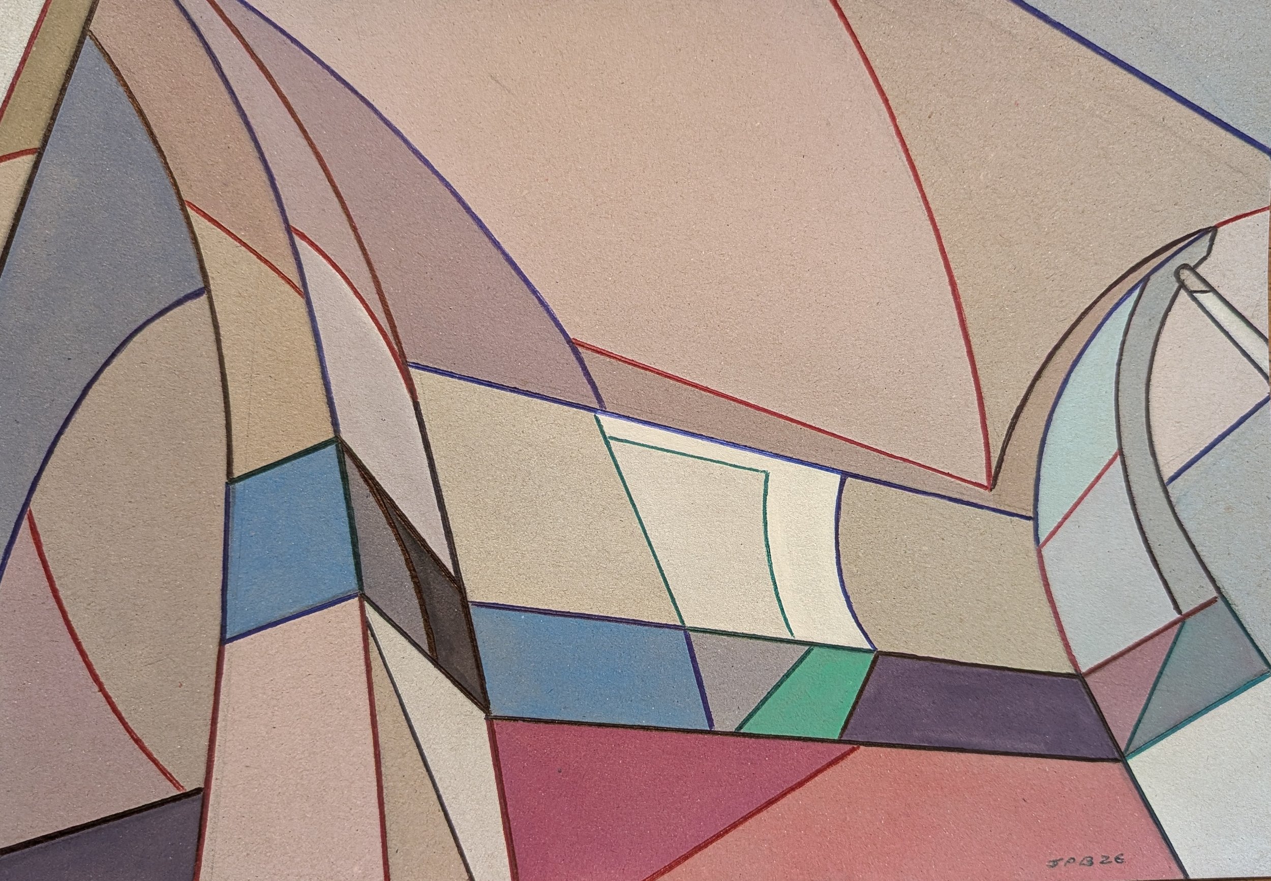 CARDBOAD VENT SHAFT NO. 02 - 2026 - Watercolour and biro on cardboard - Painting H: 21cm X W: 30cm (Framed size - H: 30cm X W: 42cm) - £200