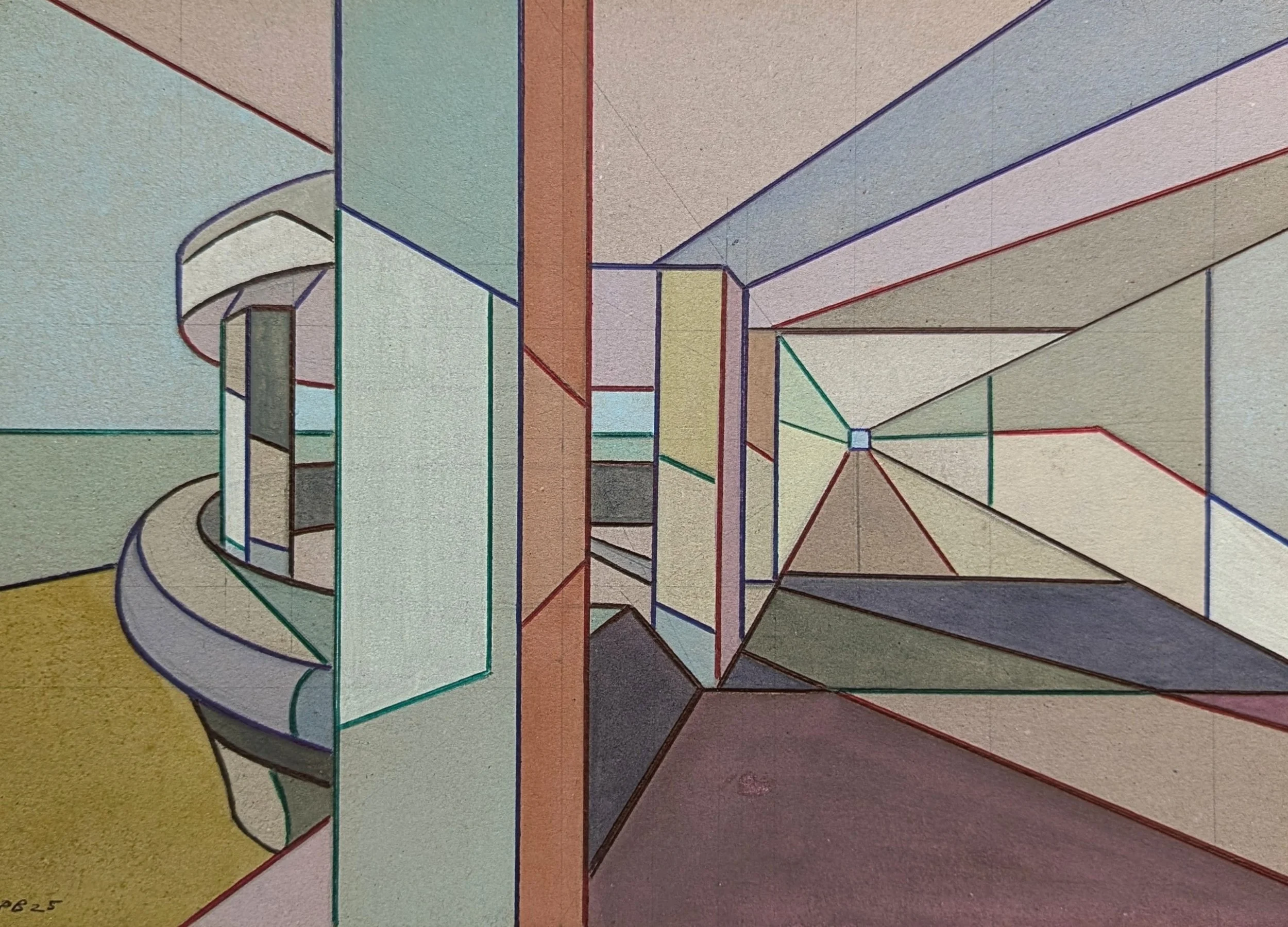 CARDBOARD BOTTLE ALLEY NO. 04 - 2025 - Watercolour and biro on cardboard - H: 21cm X W: 30cm - SOLD