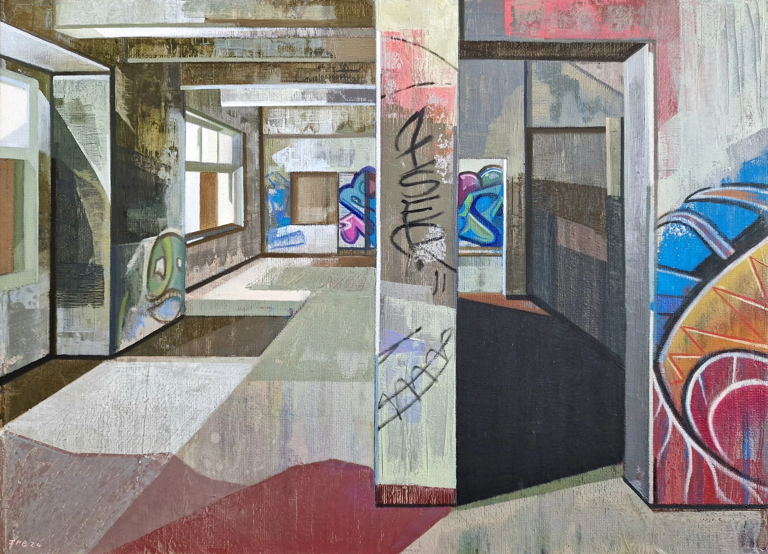 HEARTS AND THOUGHTS NO. 01 (THE OBSERVER BUILDING, HASTINGS) - 2024 - Oil on canvas - H: 30cm X W: 40cm - SOLD