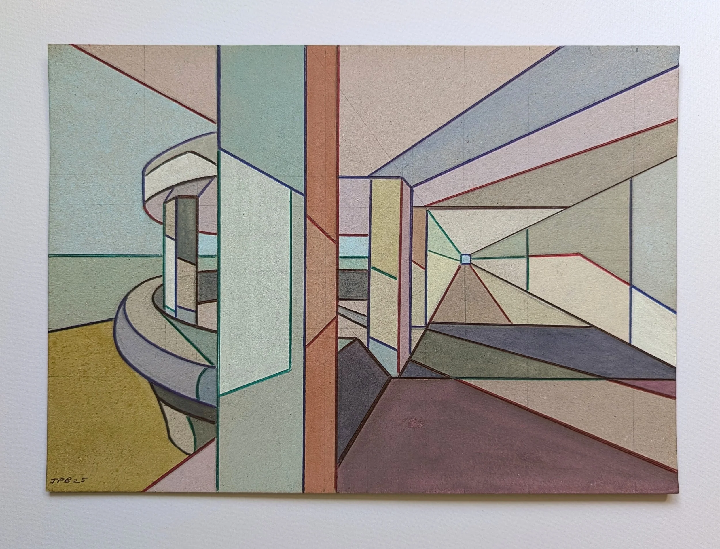 CARDBOARD BOTTLE ALLEY NO. 04 - 2025 - Watercolour and biro on cardboard - H: 21cm X W: 30cm - SOLD