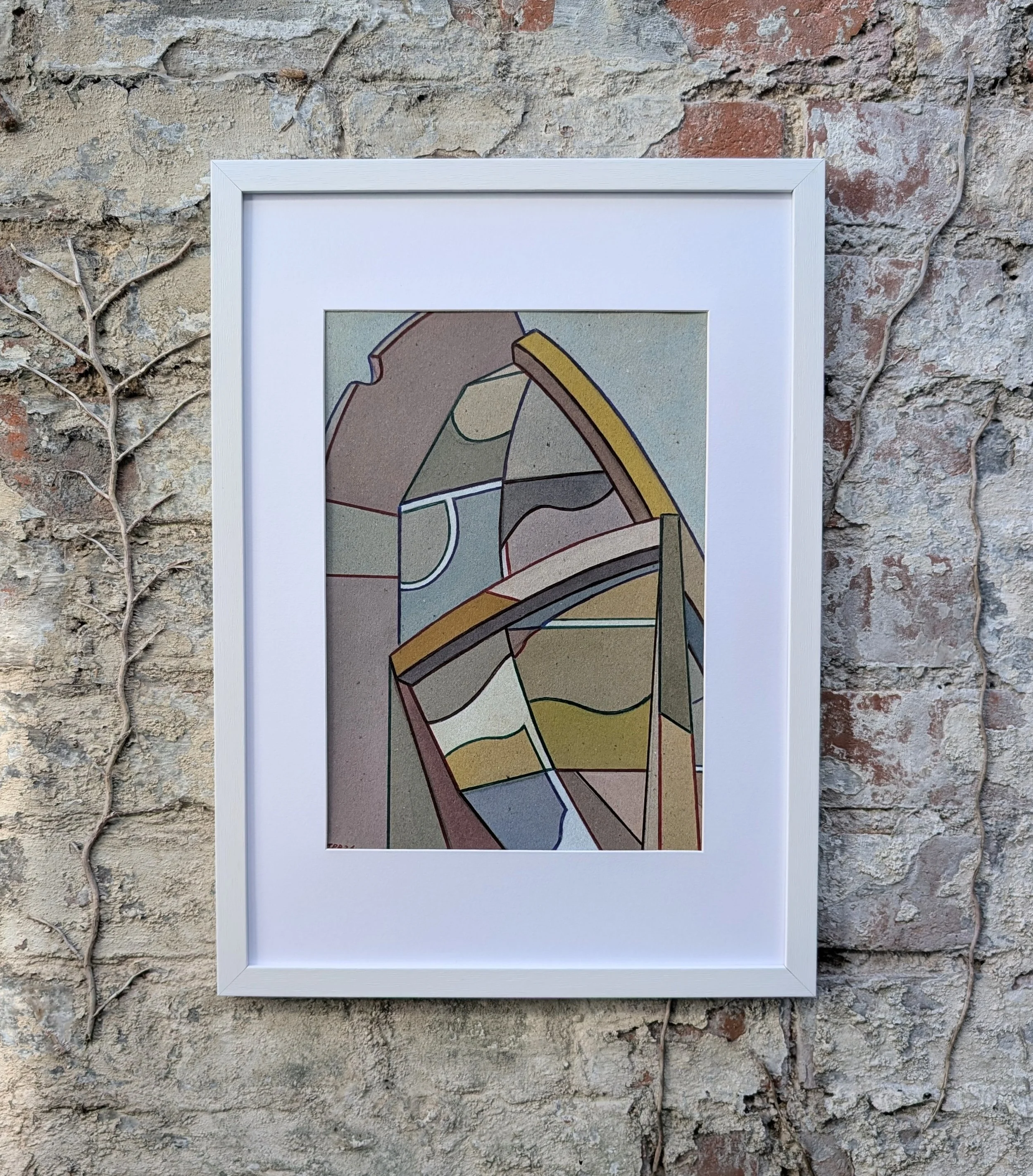 CARDBOARD SOUND MIRROR NO. 01 - 2026 - Watercolour and biro on cardboard - Painting H: 30cm X W: 21cm (Framed size - H: 42cm X W: 30cm) - Available for private sale - POA - Click image for enquiry
