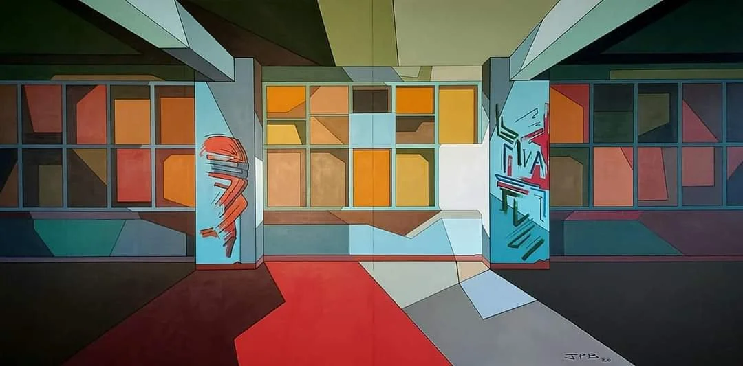 REVIVICATION (THE OBSERVER BUILDING, HASTINGS) - 2020 - Acrylic on board - H: 6ft X W: 12ft - RESIDENCY COMMISSION for Coastal Currents Arts Festival