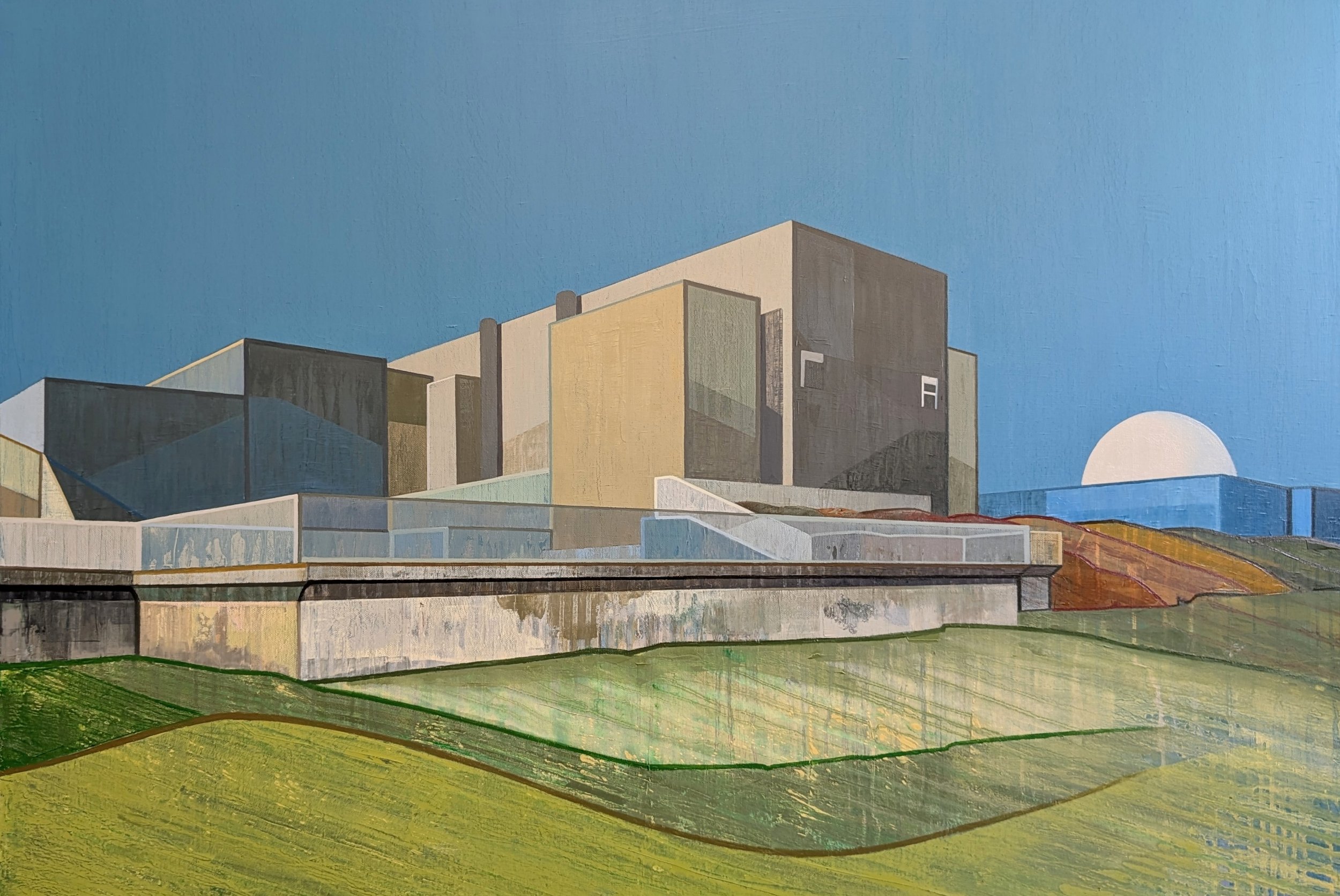 I AM NOTHING WITHOUT PRETEND (SIZEWELL POWER STATION) - 2025 - Oil on canvas - H: 70cm X W: 100cm - available through Taylor-Jones & Son - £2750