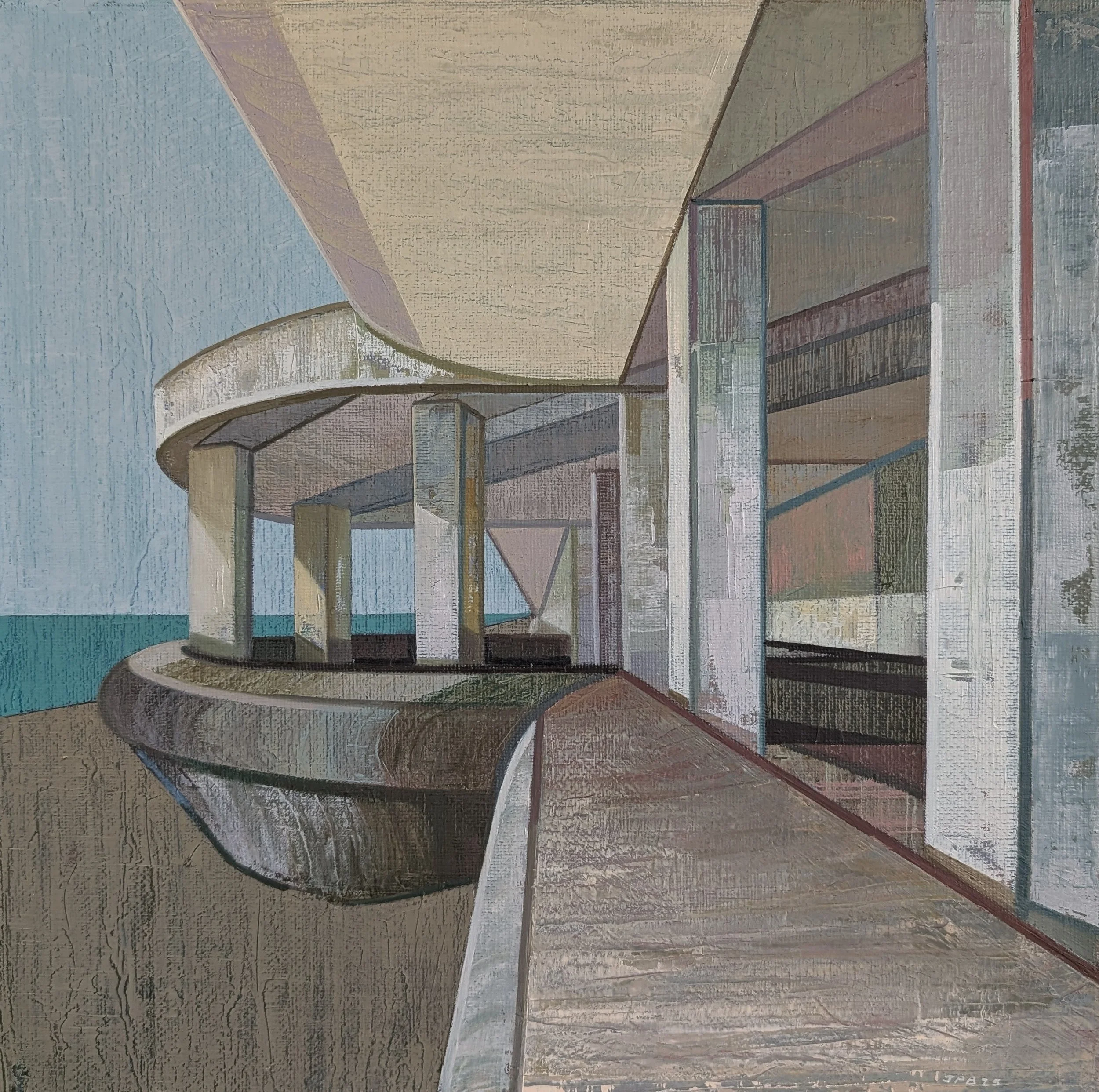 A LIMINAL SPACE NO. 11 (BOTTLE ALLEY) - 2025 - Oil on canvas - H: 30cm X W: 30cm - £450