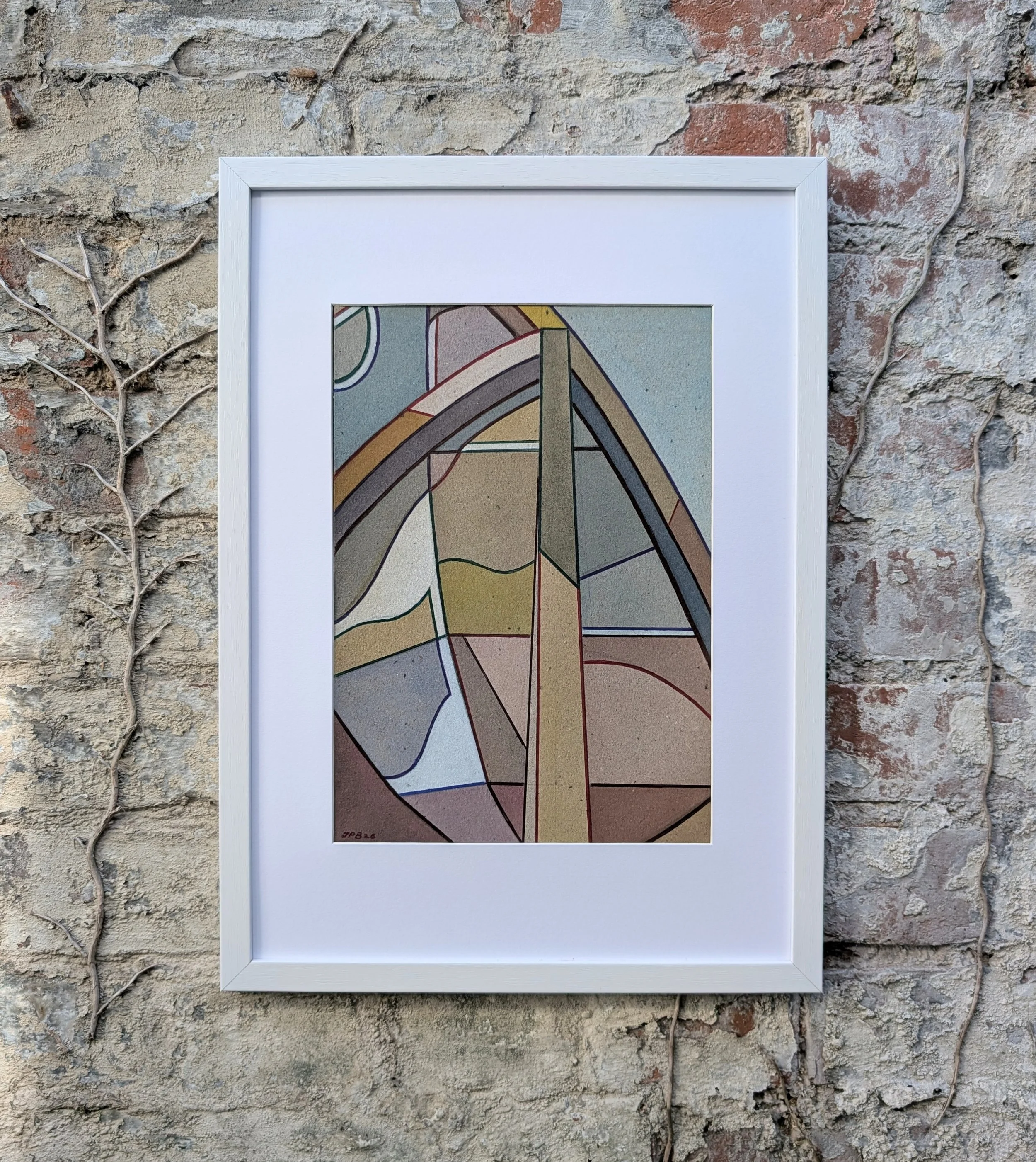 CARDBOARD SOUND MIRROR NO. 02 - 2026 - Watercolour and biro on cardboard - Painting H: 30cm X W: 21cm (Framed size - H: 42cm X W: 30cm) - Available for private sale - POA - Click image for enquiry