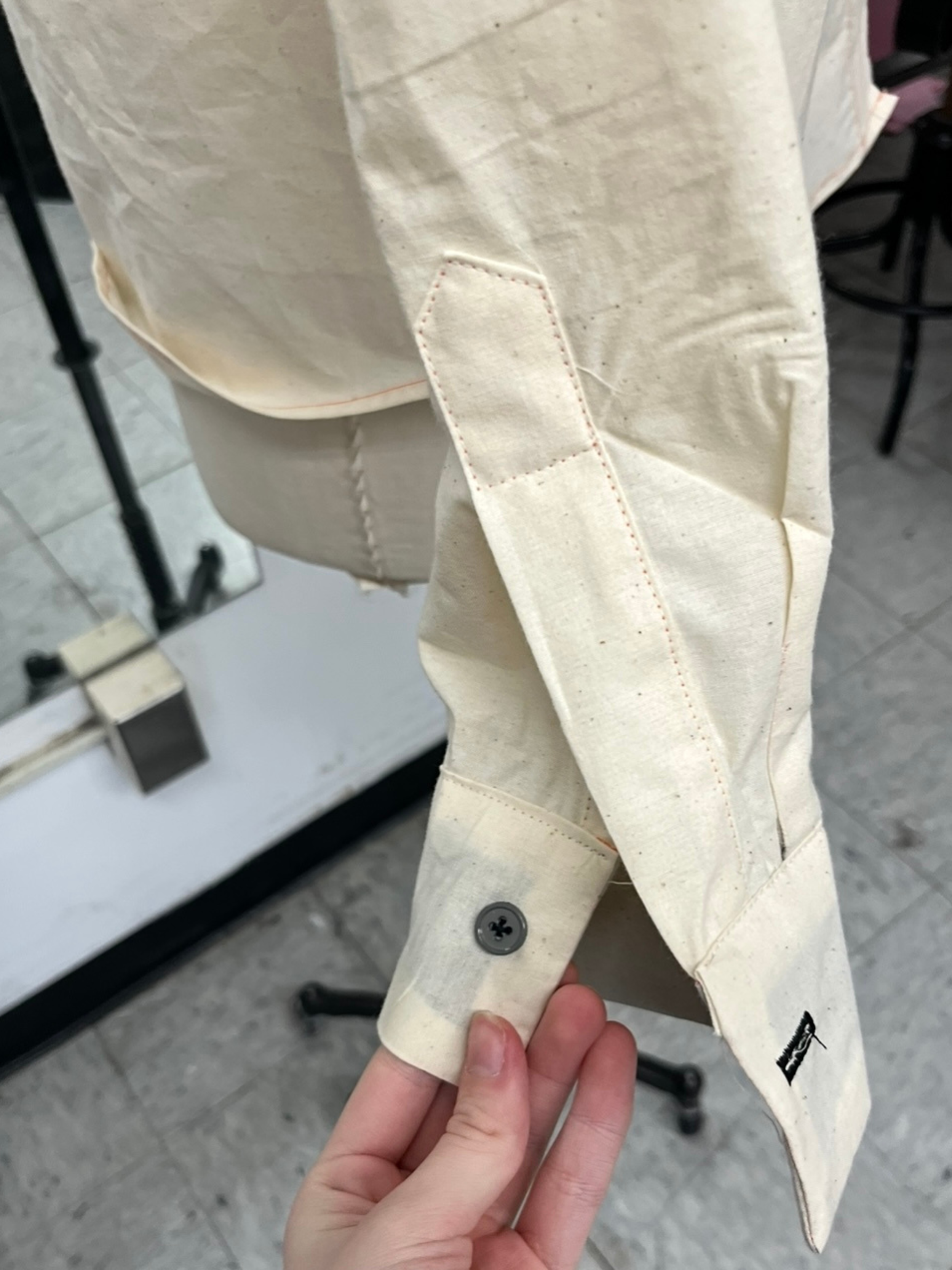Shirt construction (sleeve detail), Fall 2025, Cotton muslin