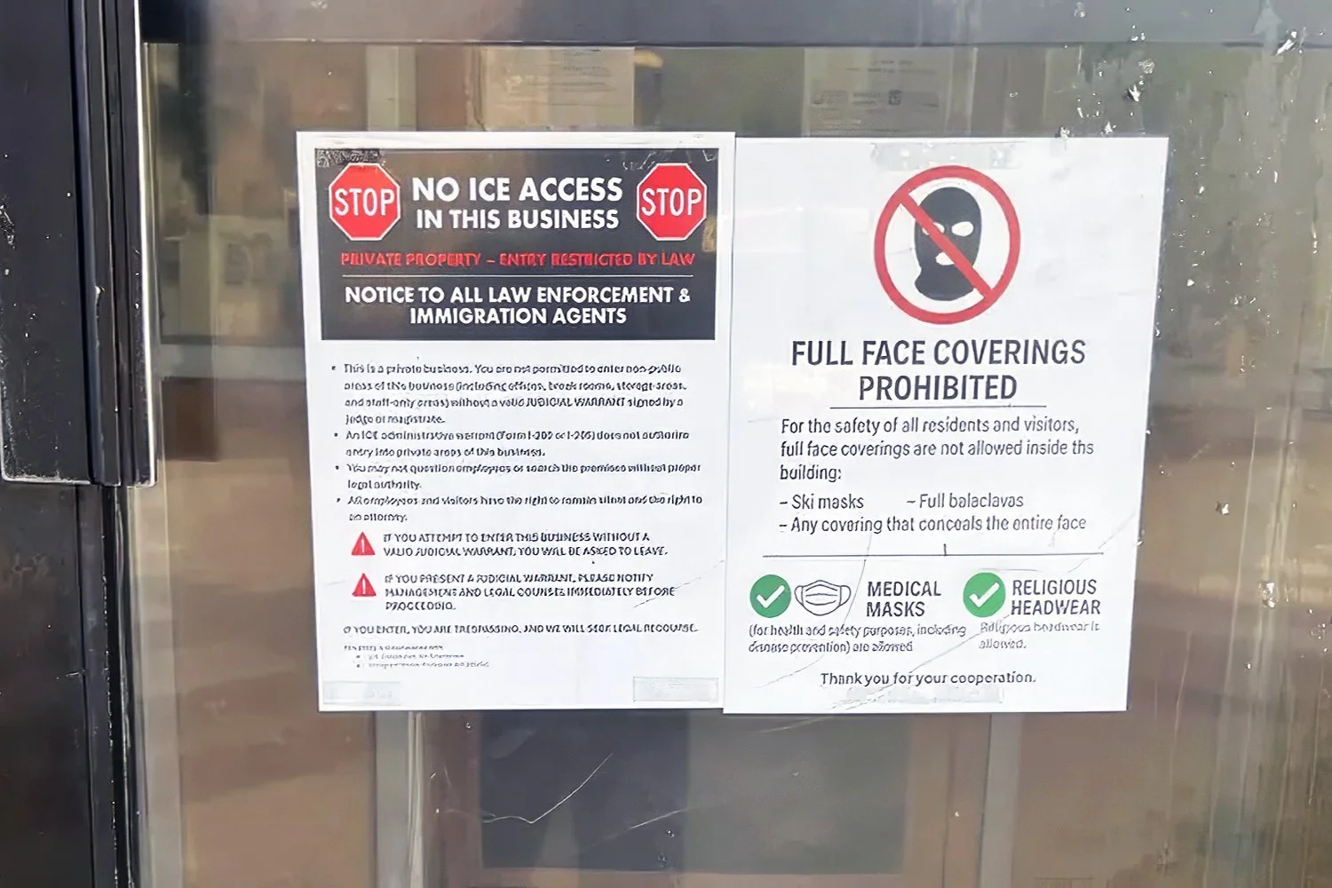 ICE Business Protection Signs