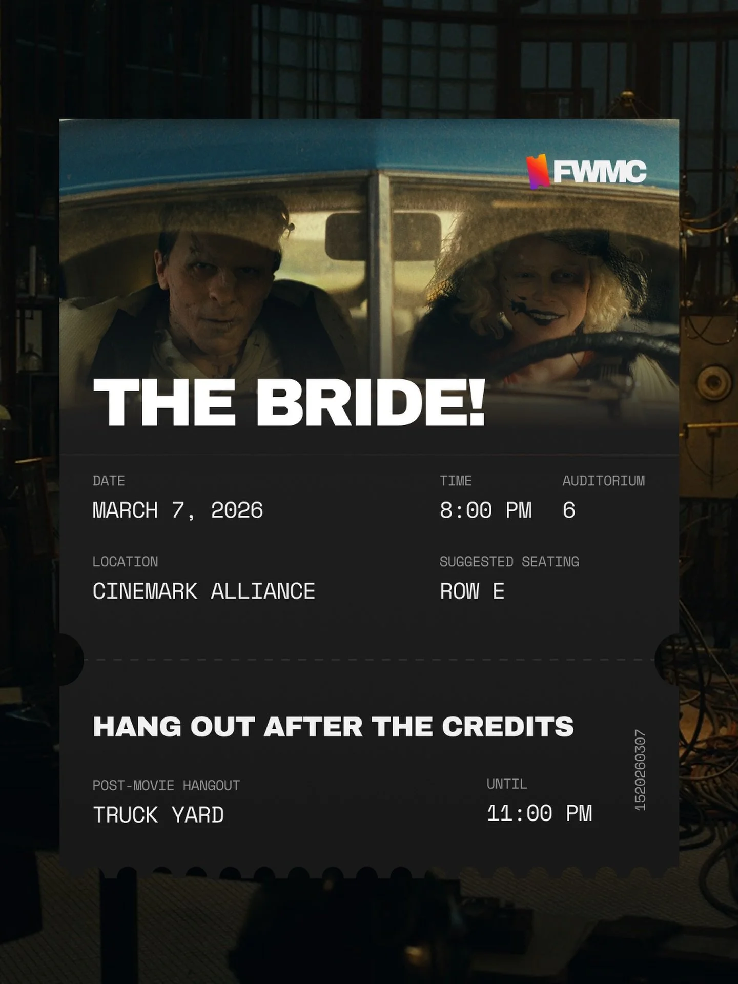 First meetup of March is The Bride!
We&rsquo;ll be watching this one on March 7, 2026 at Cinamark Alliance starting at 8:00 PM. After the show, we&rsquo;ll go hangout at @truckyardfw