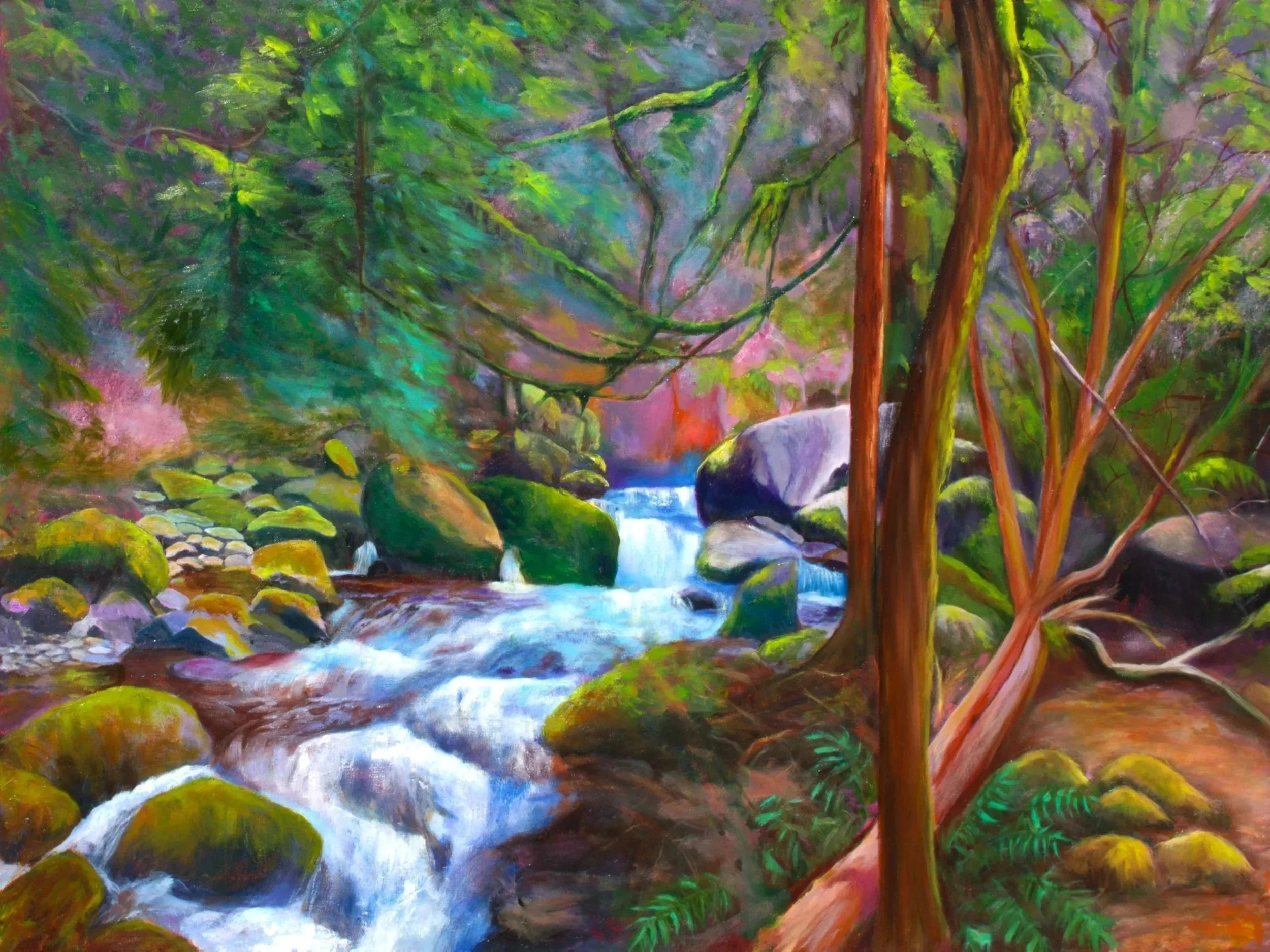 "Trails Above Multnomah Falls"  / Oregon / 
Oil on canvas / 36 x  36 in.

$2,592.00