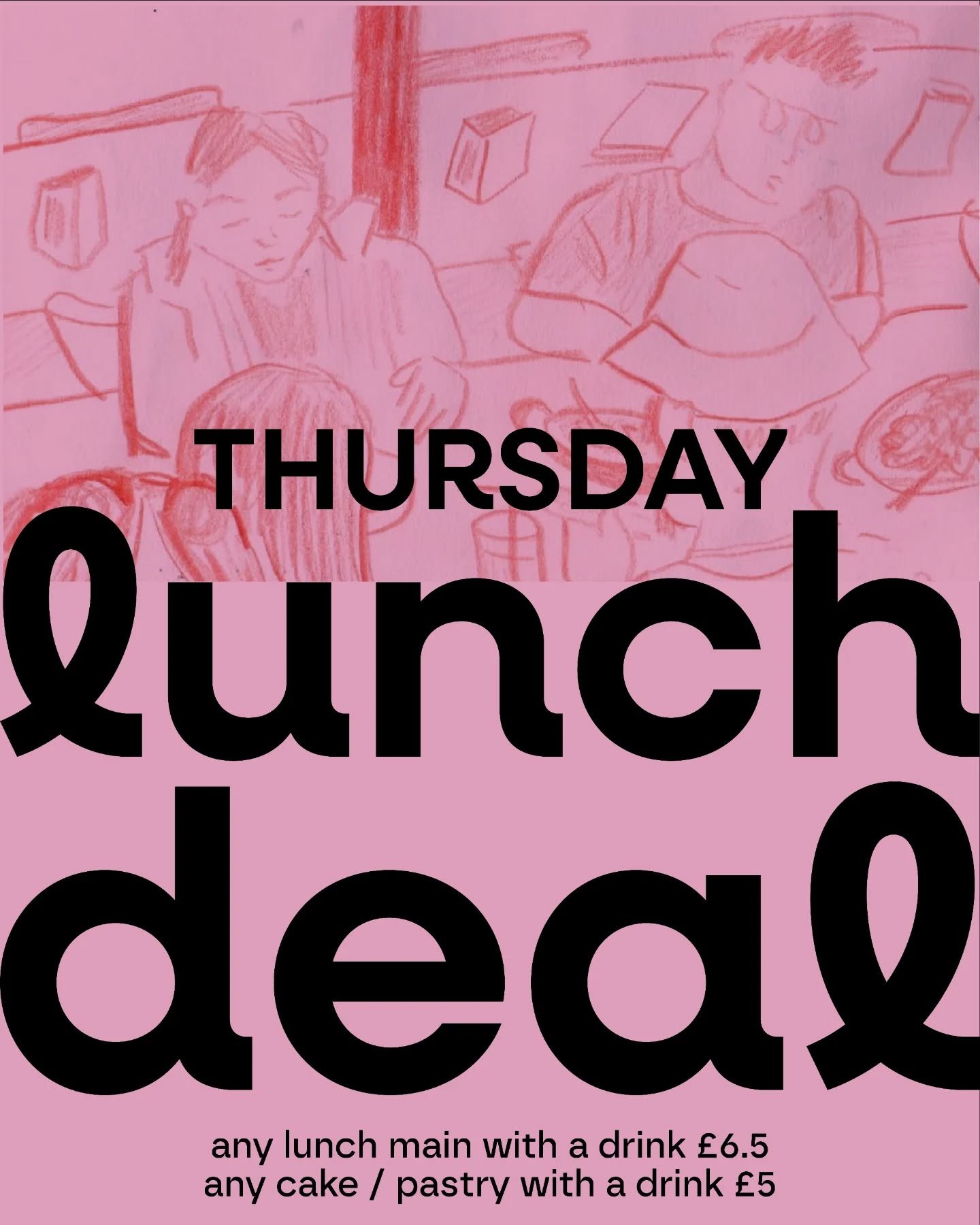 Another deal to brighten up your February! Enjoy any lunch main and hot or cold drink for &pound;6.50 and additionally any cake or pastry from our counter with a hot or cold drink for &pound;5. What a bloody bargain! Only on Thursdays from 12-4

#lun