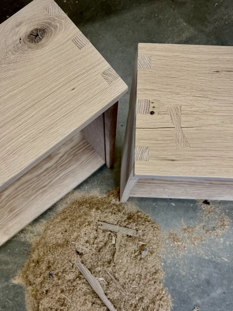 White oak drawer butterfly detail