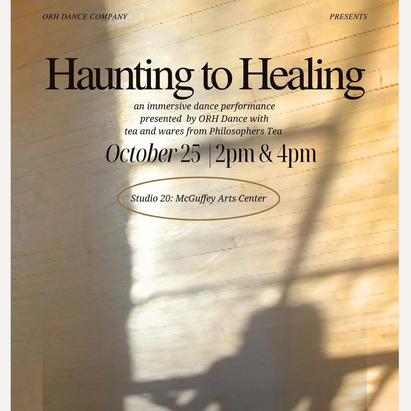 Tickets are LIVE Oct 25- Haunting to Healing, an immersive dance performance by @orhdance
2pm
4pm
link in bio to claim the Early Bird price thru 10/20