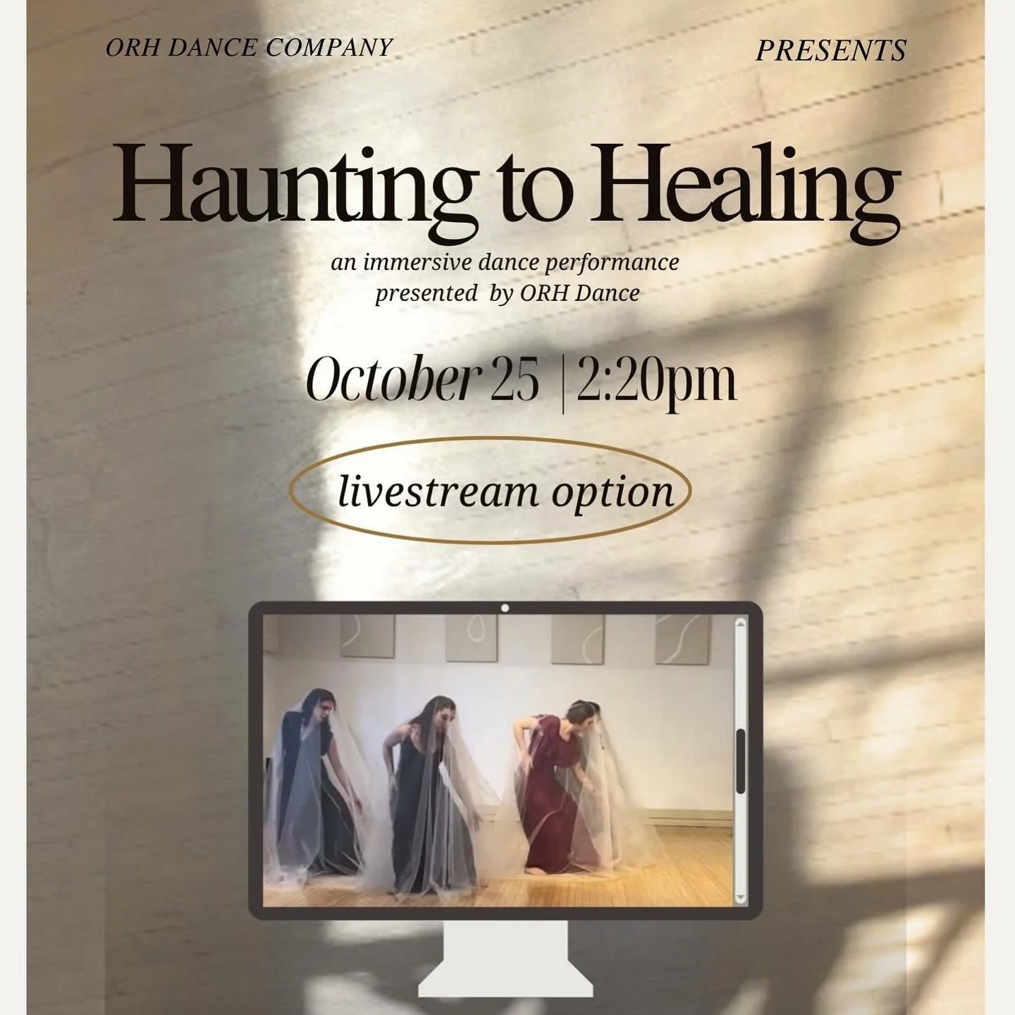New* Ticket Option- Livestream
@orhdance is offering a Livestream option for the 2pm Show of ‘Haunting to Healing’ Sat Oct 25
not local? out of town? have to stay home?
Pick the LIVESTREAM 2:20 option
link in bio
pro tip: make some pop