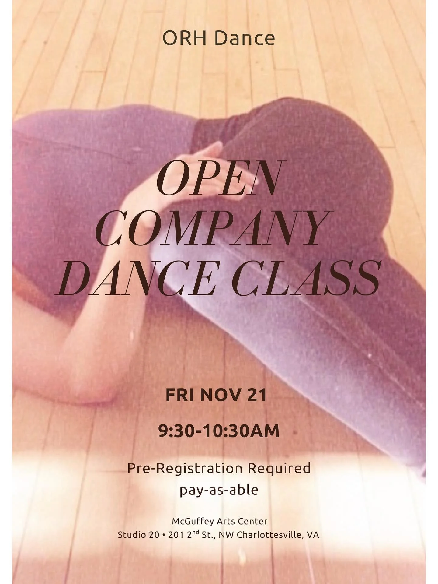 Come join @orhdance for Novembers&rsquo; Open Company Class. Intermediate level modern contemporary dance class led by artistic director @olivia.rivardhill 
register thru link in bio @the.movestudio
