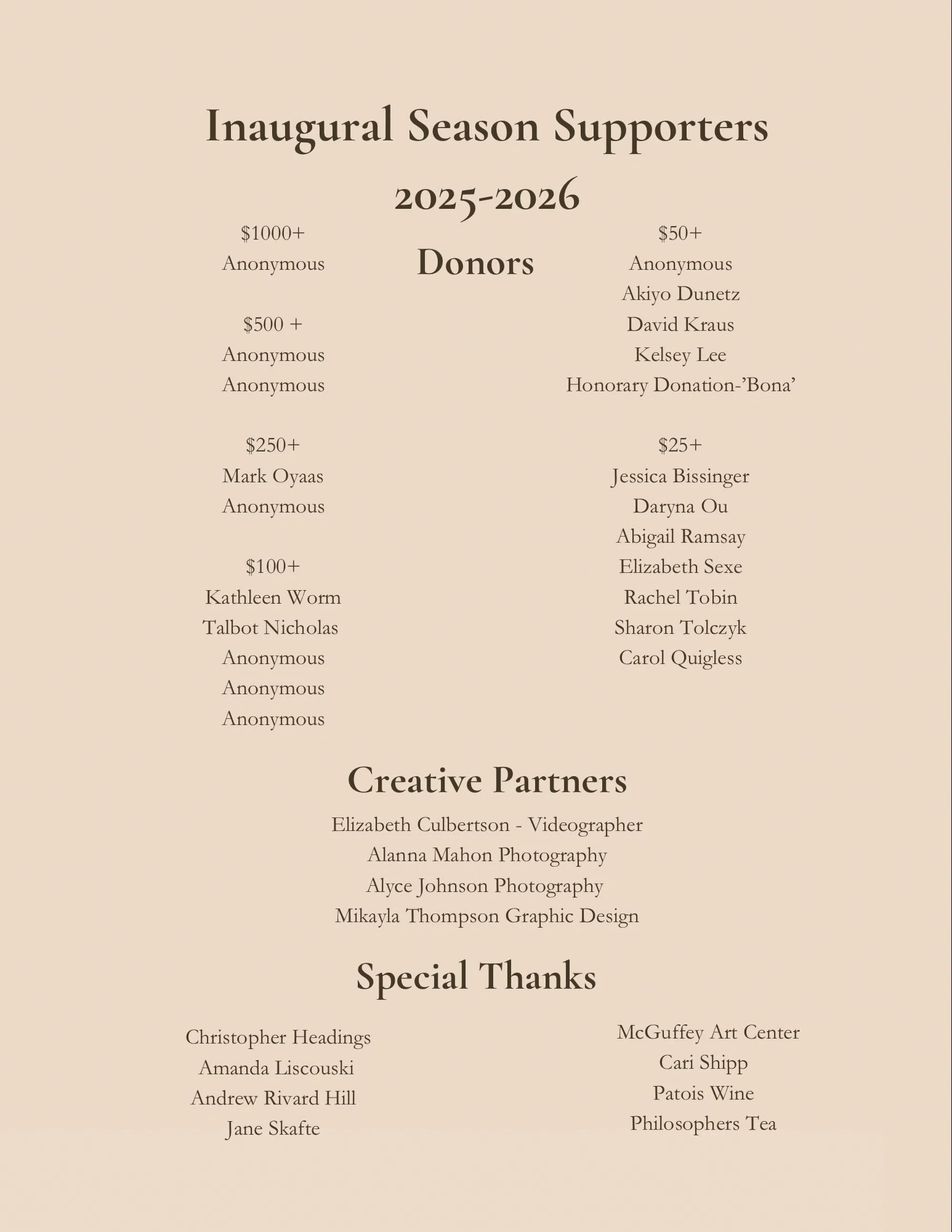 As we finish our inaugural season ORH Dance extends a big thank you to our 2025-2026 Season Supporters. 

Every donation, no matter the size, helps us build a more sustainable, artist-centered future in dance. Donations directly support:

-Pay for pr