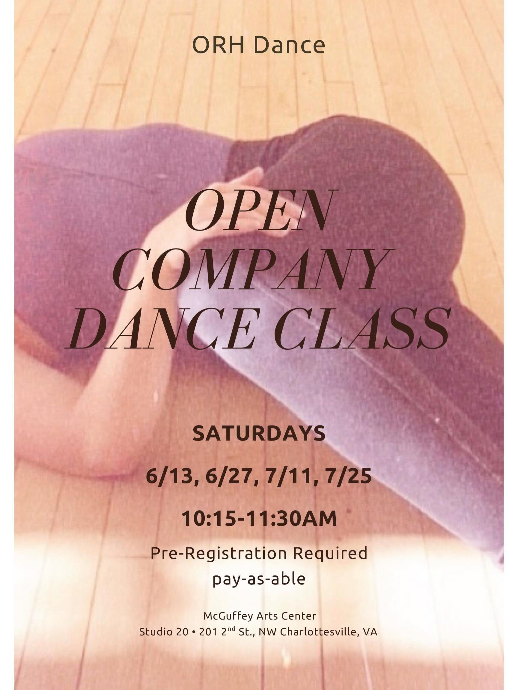 Open Company Class with @orhdance 
taught by Artistic Director and Company Dancers

donation based
register thru link in bio