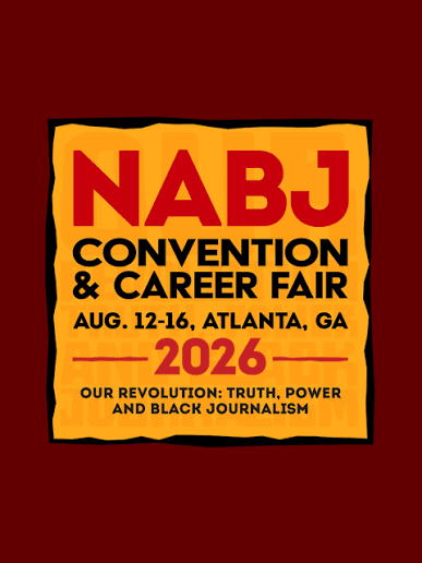 NABJ Convention & Career Fair poster for August 12-16, 2026, in Atlanta, Georgia, with the theme 'Our Revolution: Truth, Power, and Black Journalism'.