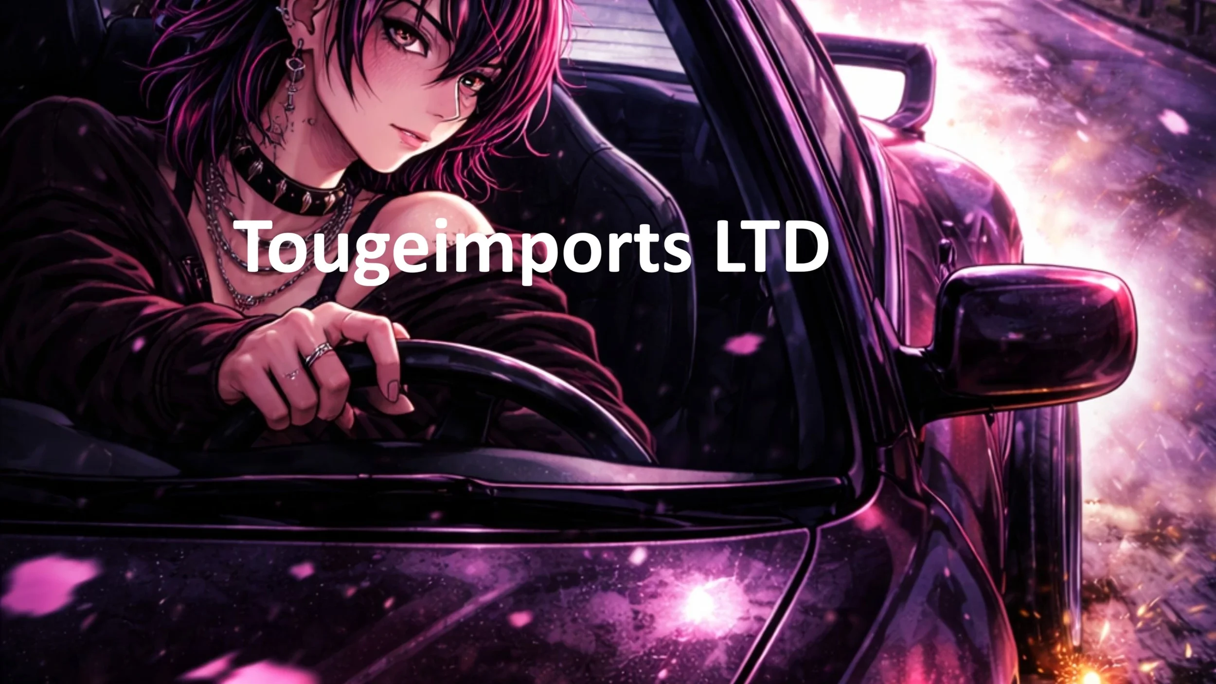 Neon anime girl driving car.webp