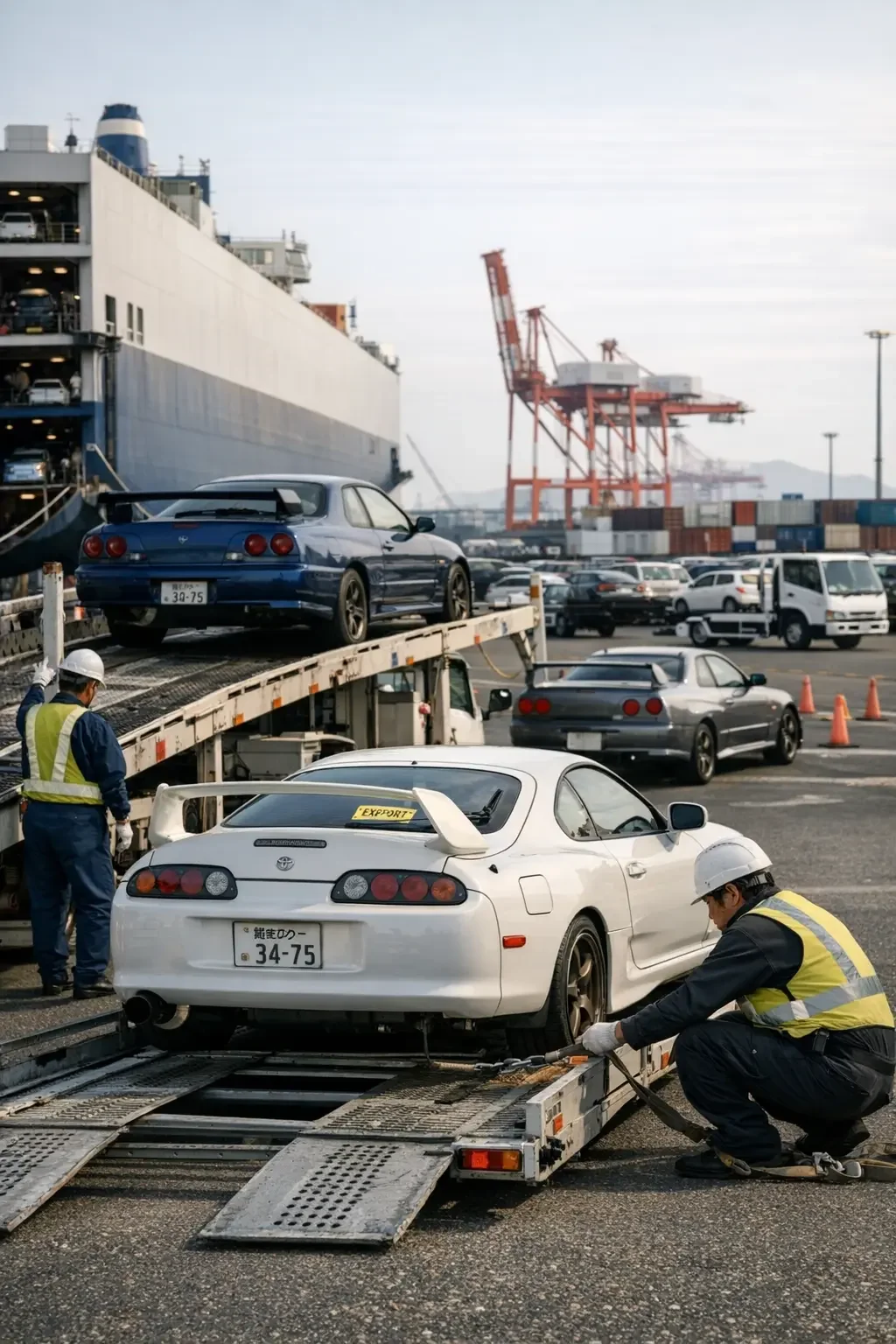 white toyota supra at the loading dock